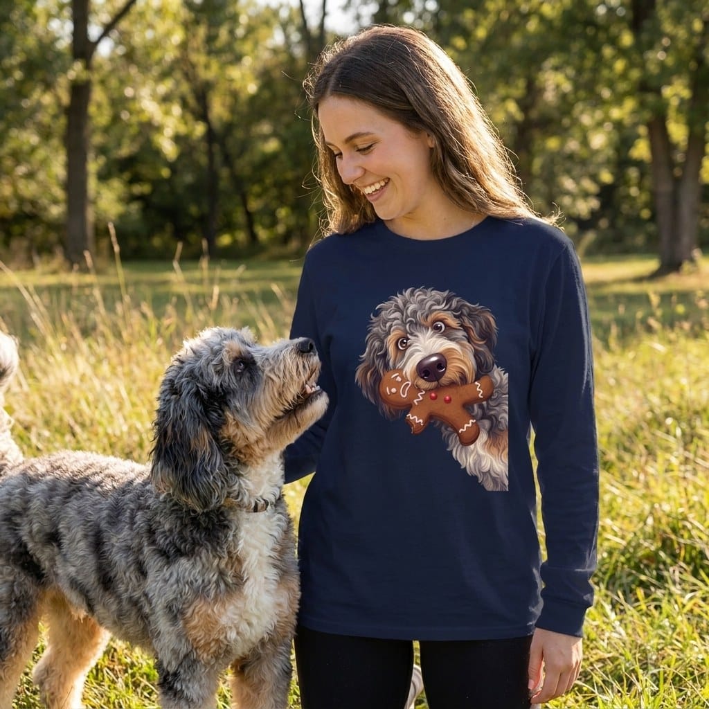 Aussiedoodle Cookie Thief Long Sleeve T-Shirt in by Puppy Jo