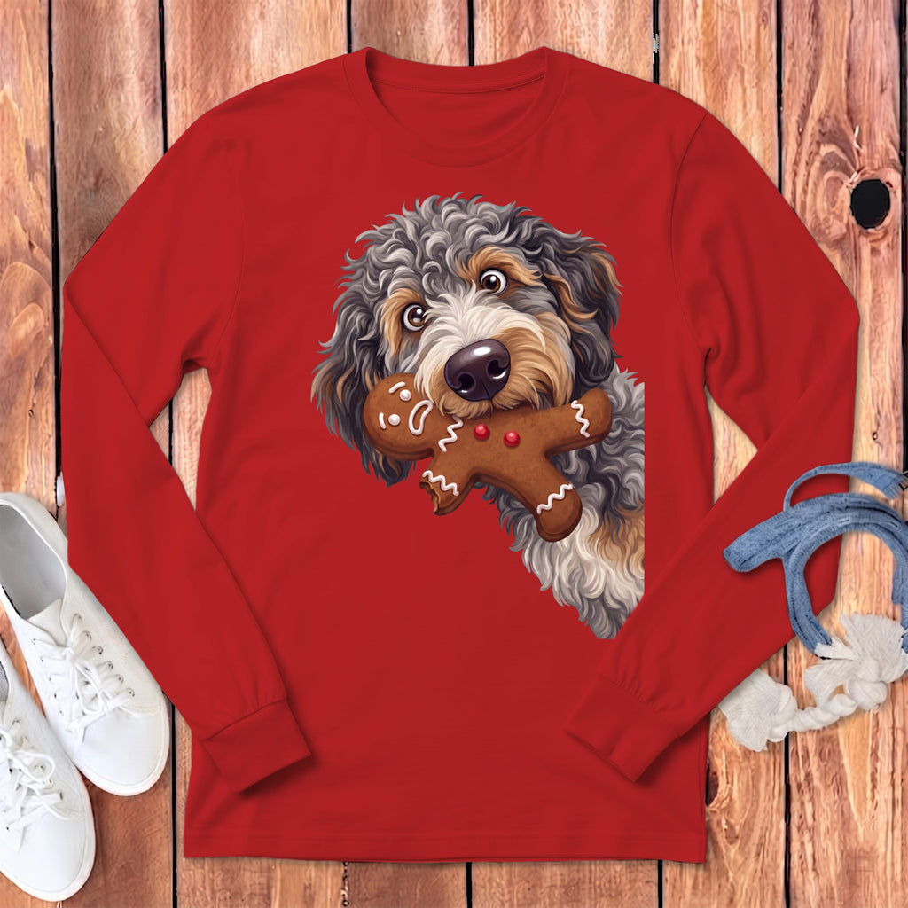 Aussiedoodle Cookie Thief Long Sleeve T-Shirt in Red / S by Puppy Jo