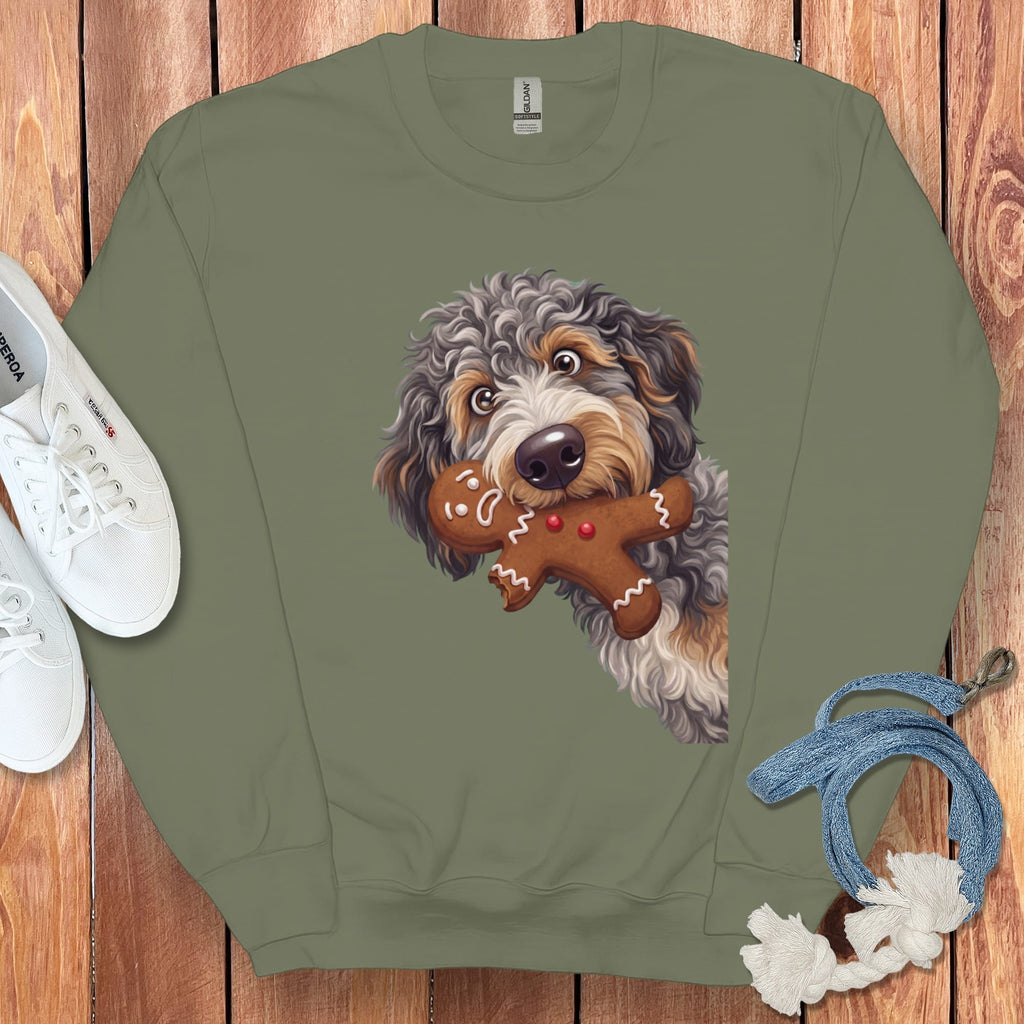 Aussiedoodle Cookie Thief Sweatshirt in S / Military Green by Puppy Jo