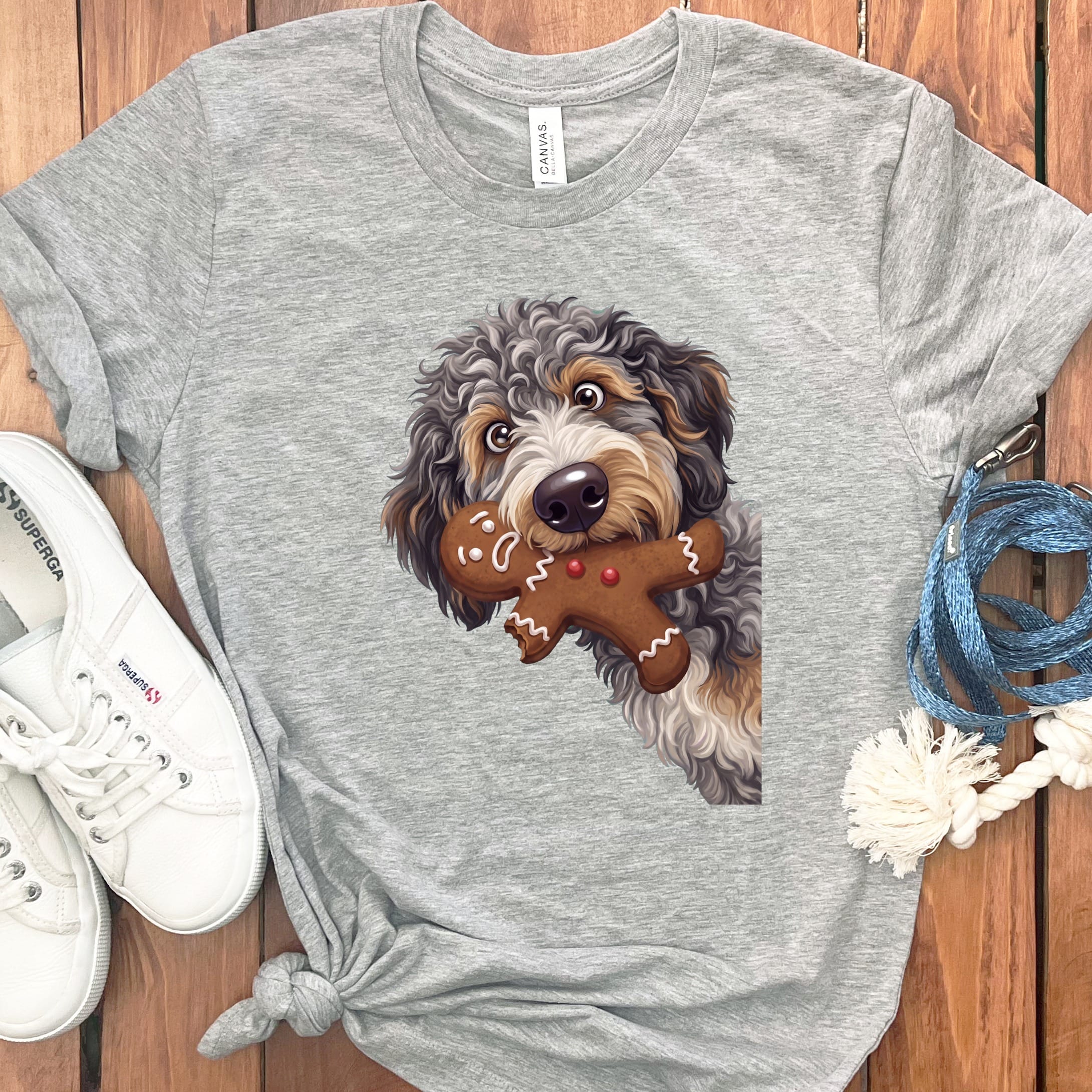 Aussiedoodle Cookie Thief T-Shirt in Athletic Heather / S by Puppy Jo