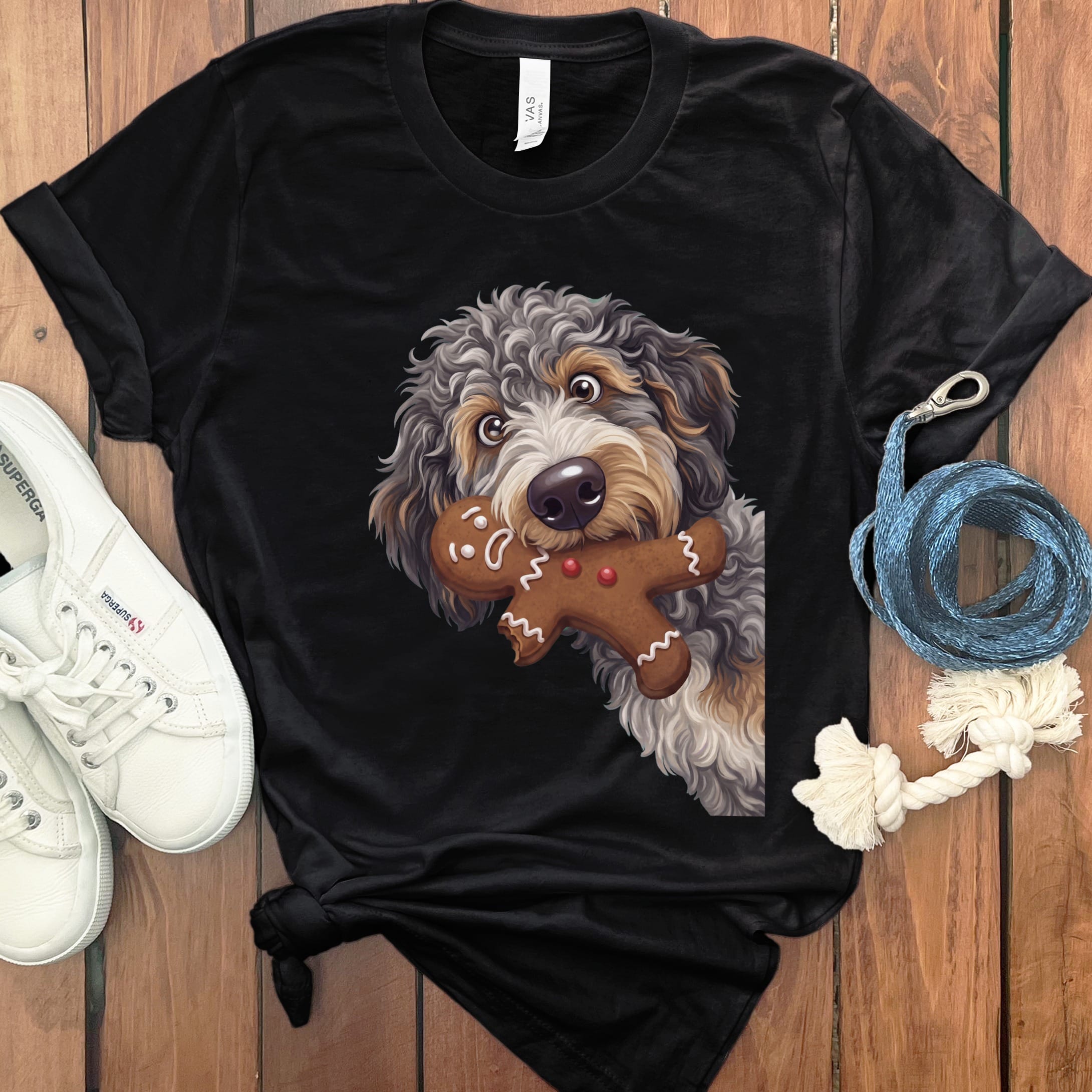 Aussiedoodle Cookie Thief T-Shirt in Black / S by Puppy Jo
