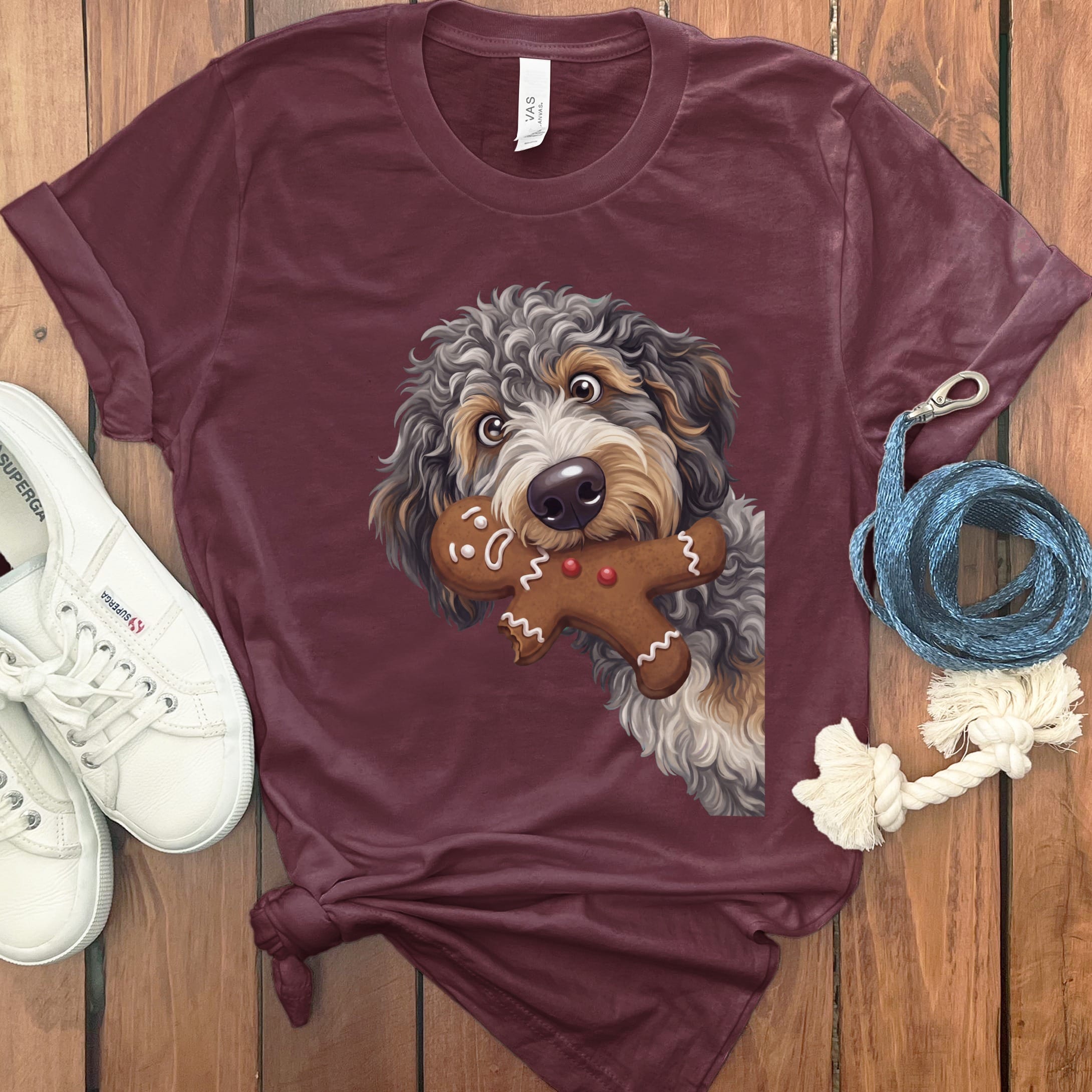 Aussiedoodle Cookie Thief T-Shirt in Maroon / S by Puppy Jo