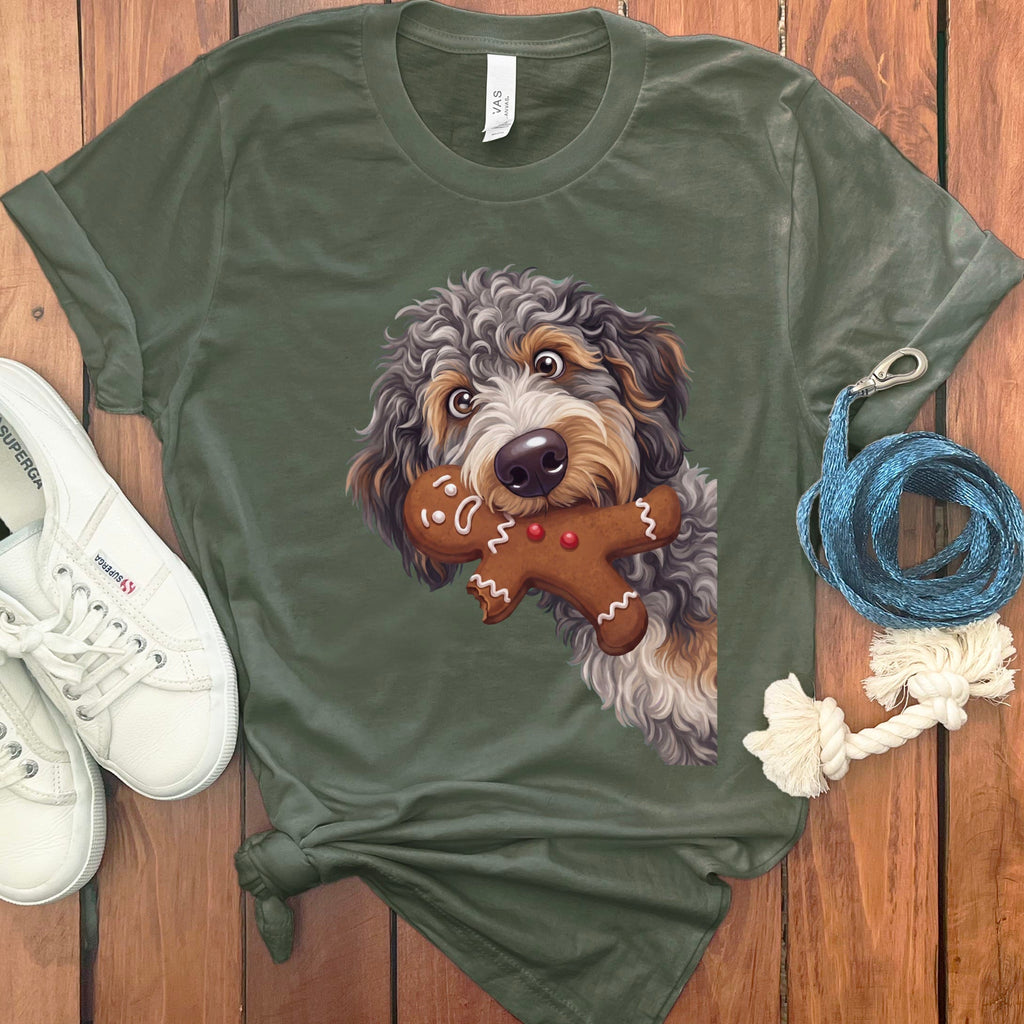 Aussiedoodle Cookie Thief T-Shirt in Military Green / S by Puppy Jo