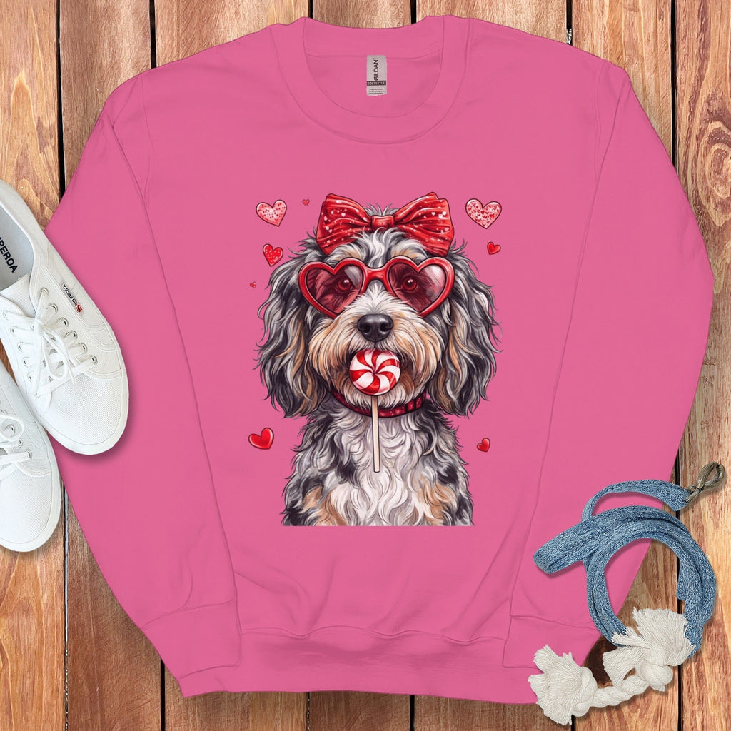 Aussiedoodle Coquette Sweatshirt in Heliconia / S by Puppy Jo