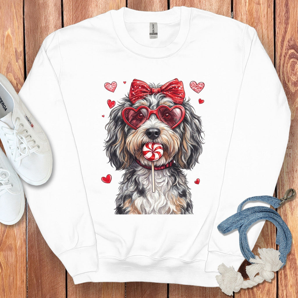 Aussiedoodle Coquette Sweatshirt in White / S by Puppy Jo