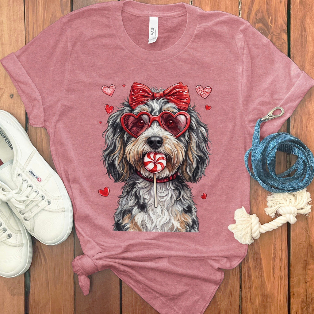 Aussiedoodle Coquette T-Shirt in Heather Mauve / S by Puppy Jo
