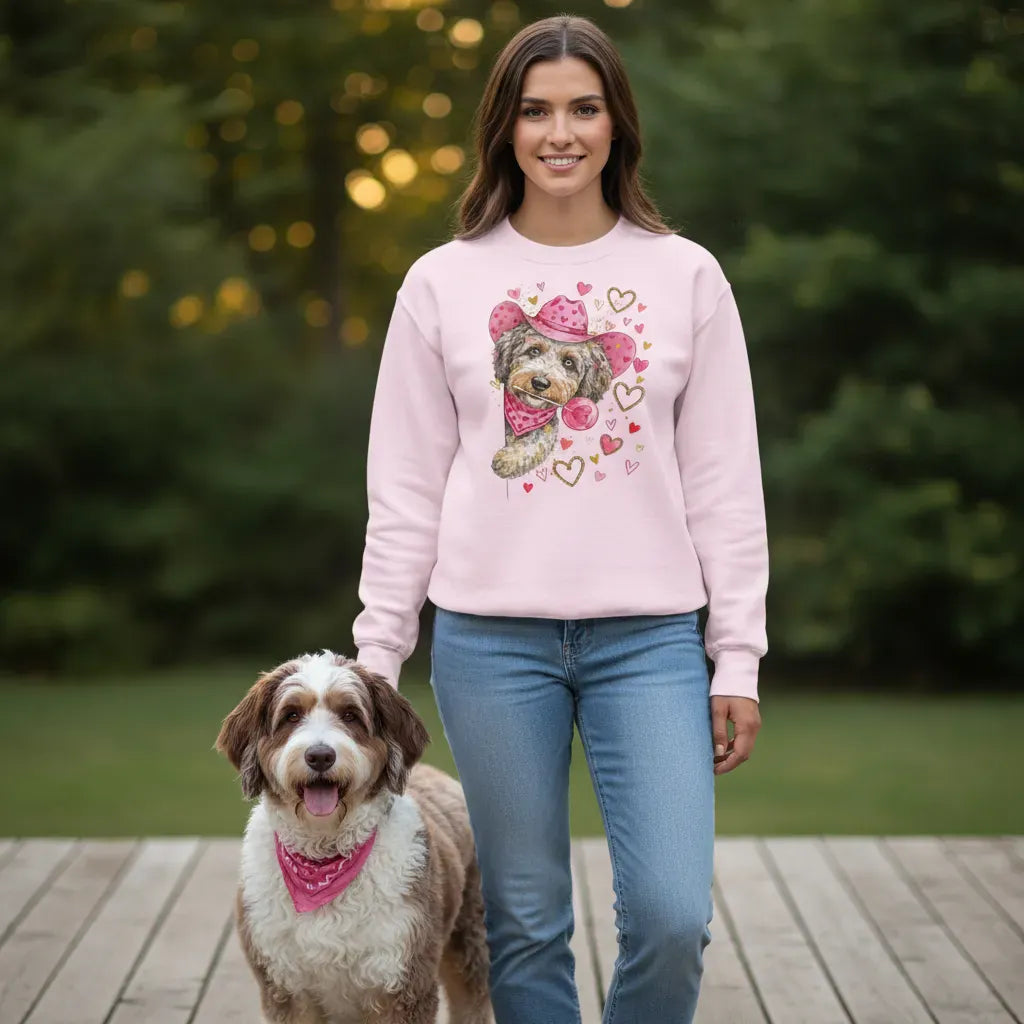 Aussiedoodle Cowboy Valentine Sweatshirt in by Puppy Jo