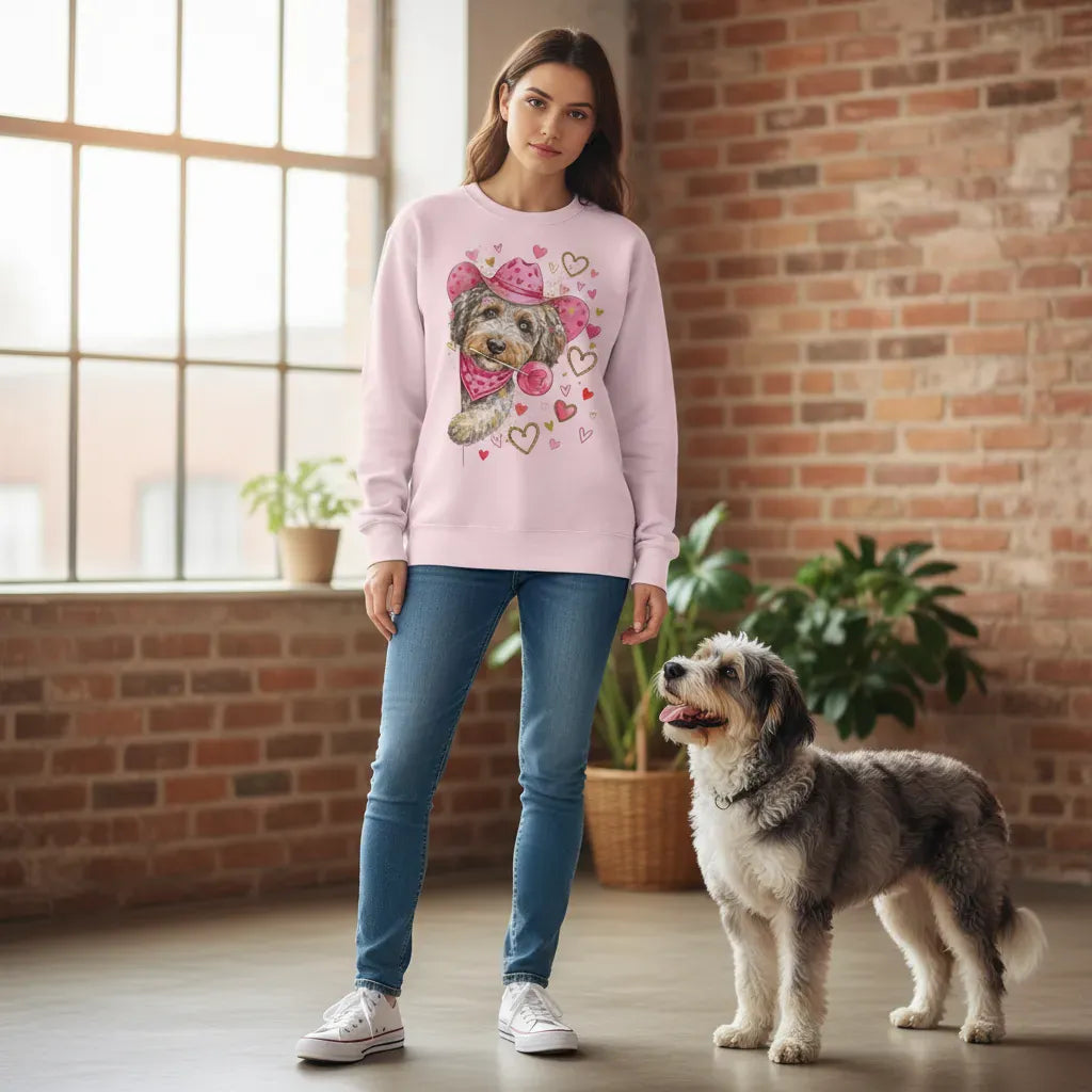 Aussiedoodle Cowboy Valentine Sweatshirt in by Puppy Jo
