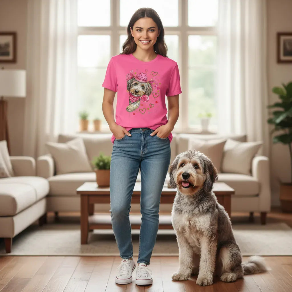 Aussiedoodle Cowboy Valentine T-Shirt in by Puppy Jo