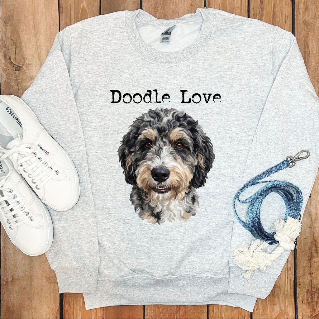Aussiedoodle Doodle Love Sweatshirt in Ash / S by Puppy Jo