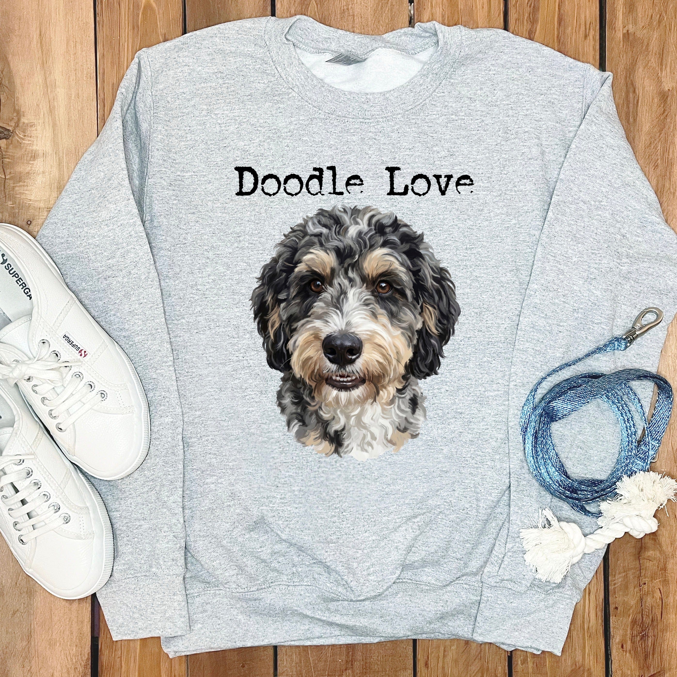 Aussiedoodle Doodle Love Sweatshirt in Sport Grey / S by Puppy Jo