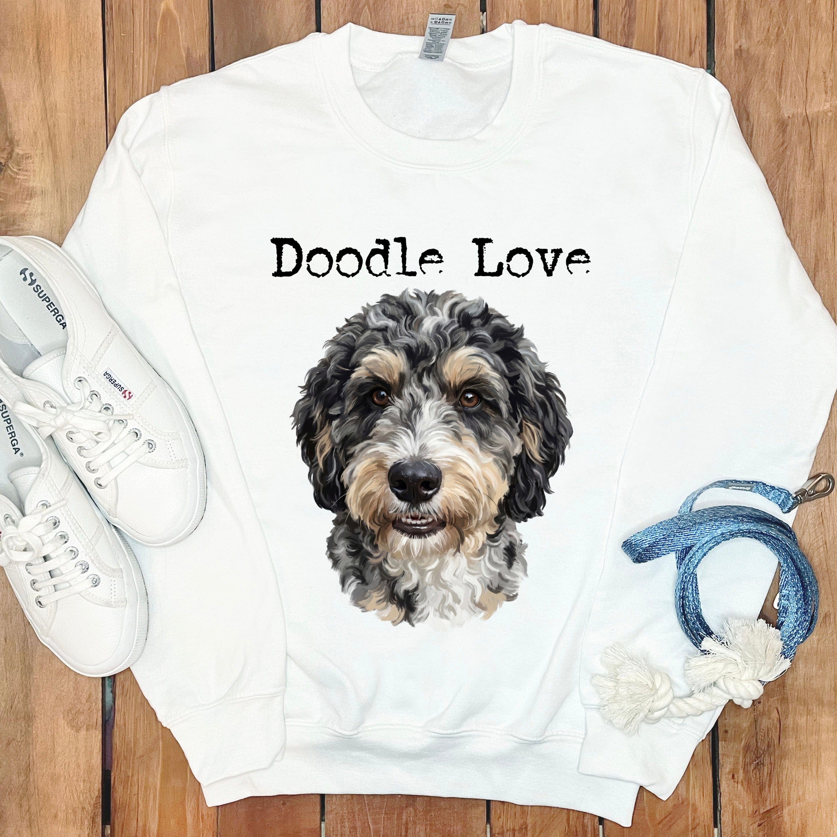 Aussiedoodle Doodle Love Sweatshirt in White / S by Puppy Jo