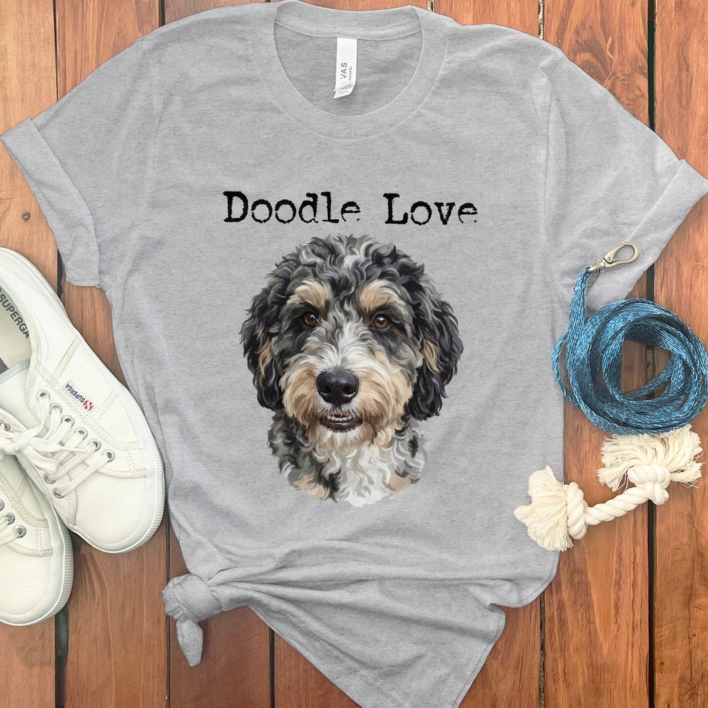 Aussiedoodle Doodle Love T-Shirt in Athletic Heather / S by Puppy Jo