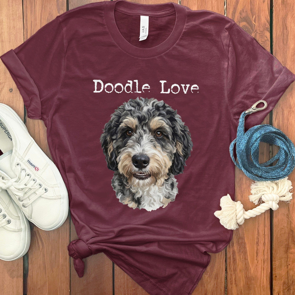 Aussiedoodle Doodle Love T-Shirt in Maroon / S by Puppy Jo