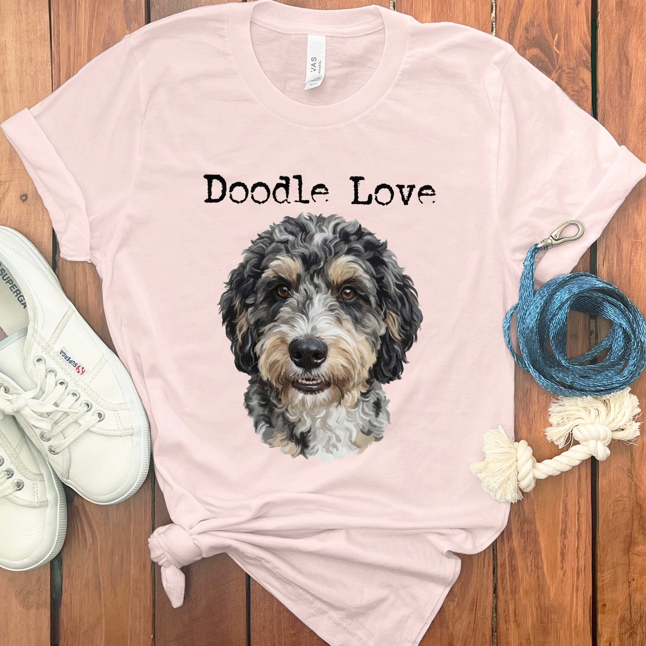 Aussiedoodle Doodle Love T-Shirt in Soft Pink / S by Puppy Jo