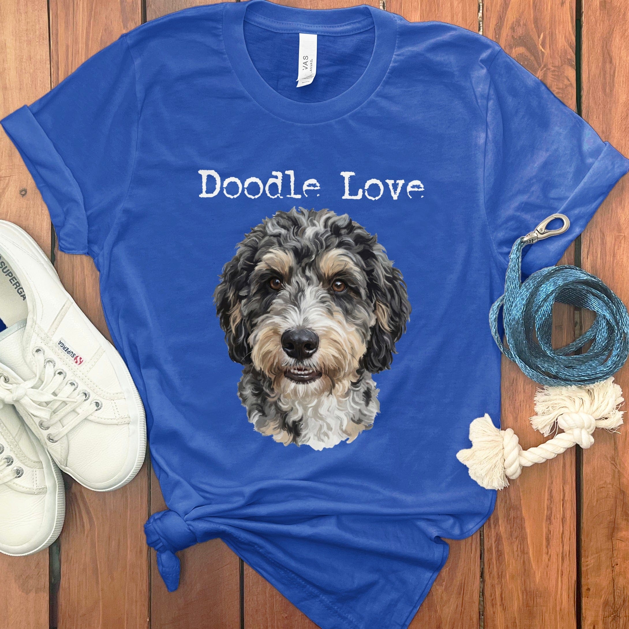 Aussiedoodle Doodle Love T-Shirt in True Royal / S by Puppy Jo