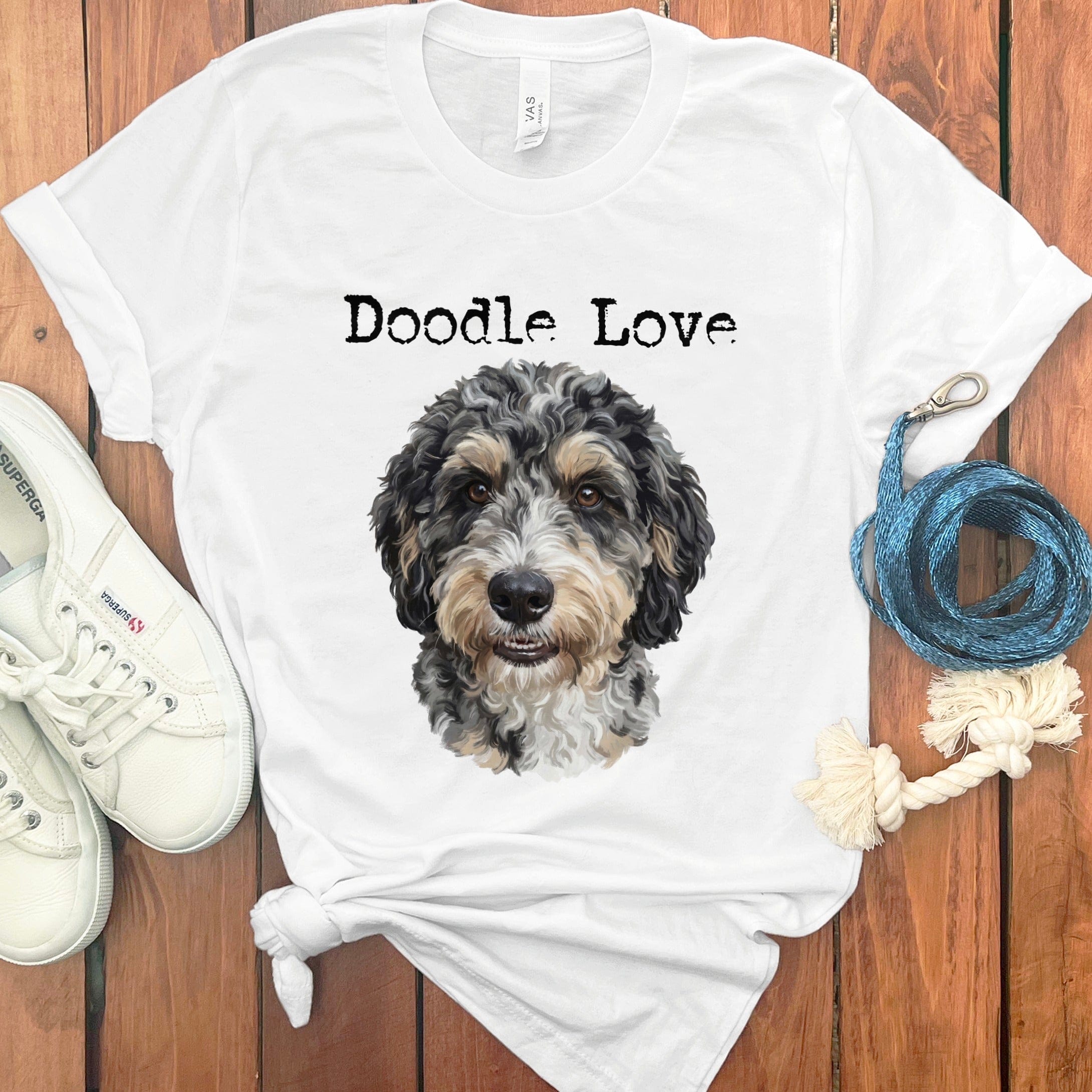 Aussiedoodle Doodle Love T-Shirt in White / S by Puppy Jo