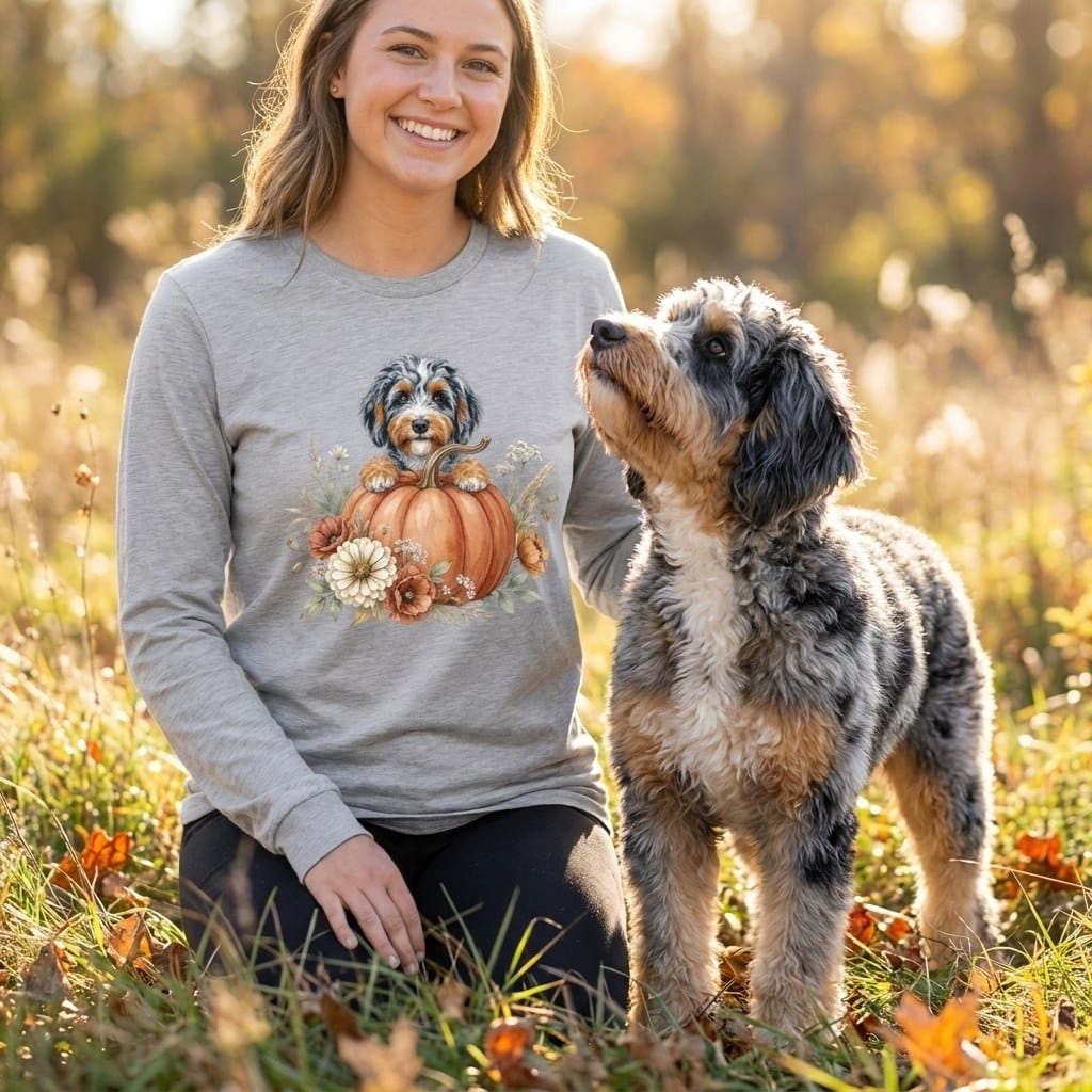 Aussiedoodle Fall Long Sleeve T-Shirt in by Puppy Jo