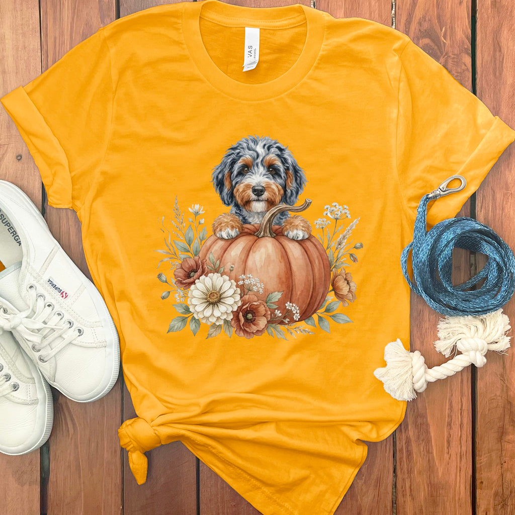 Aussiedoodle Fall T-Shirt in Gold / S by Puppy Jo