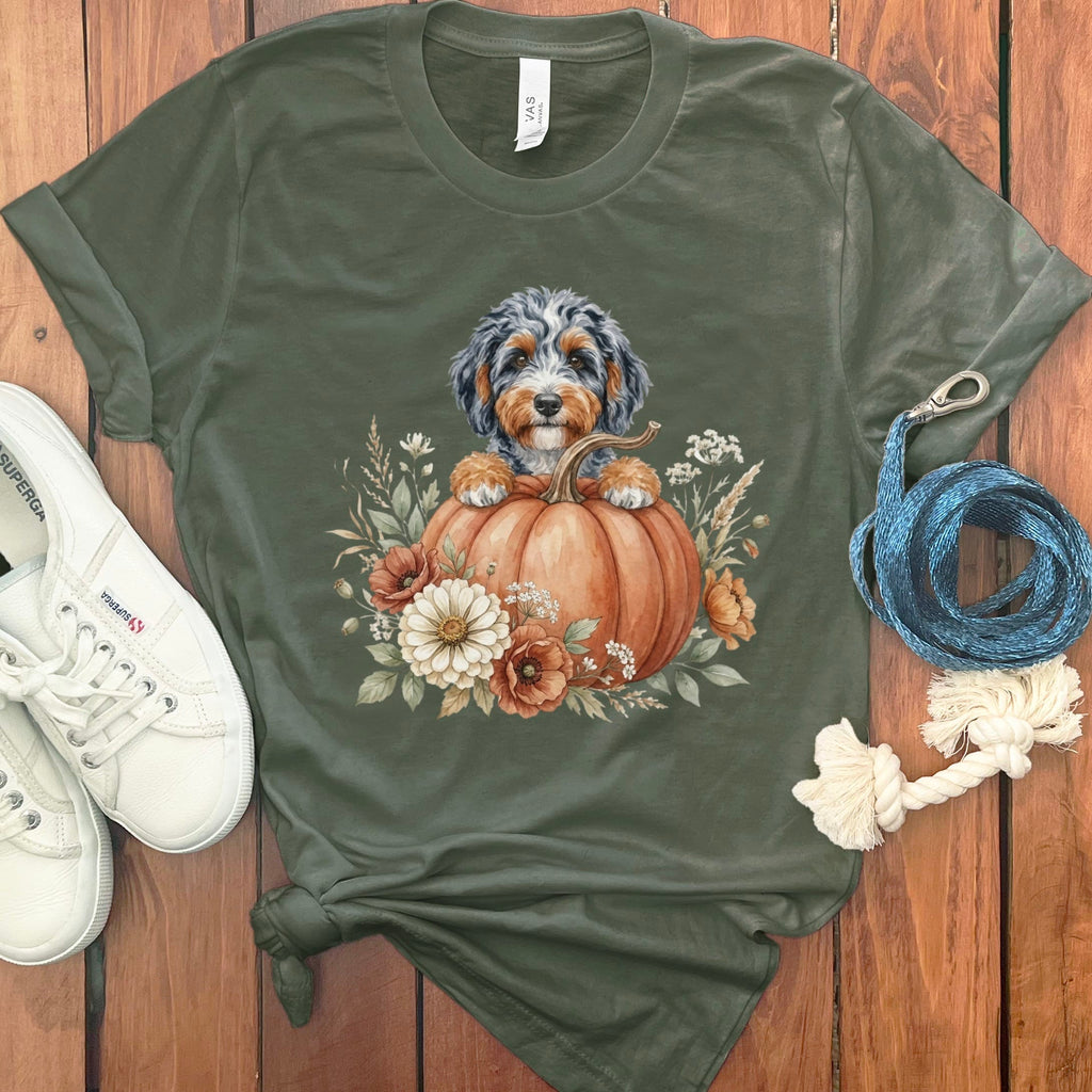 Aussiedoodle Fall T-Shirt in Military Green / S by Puppy Jo