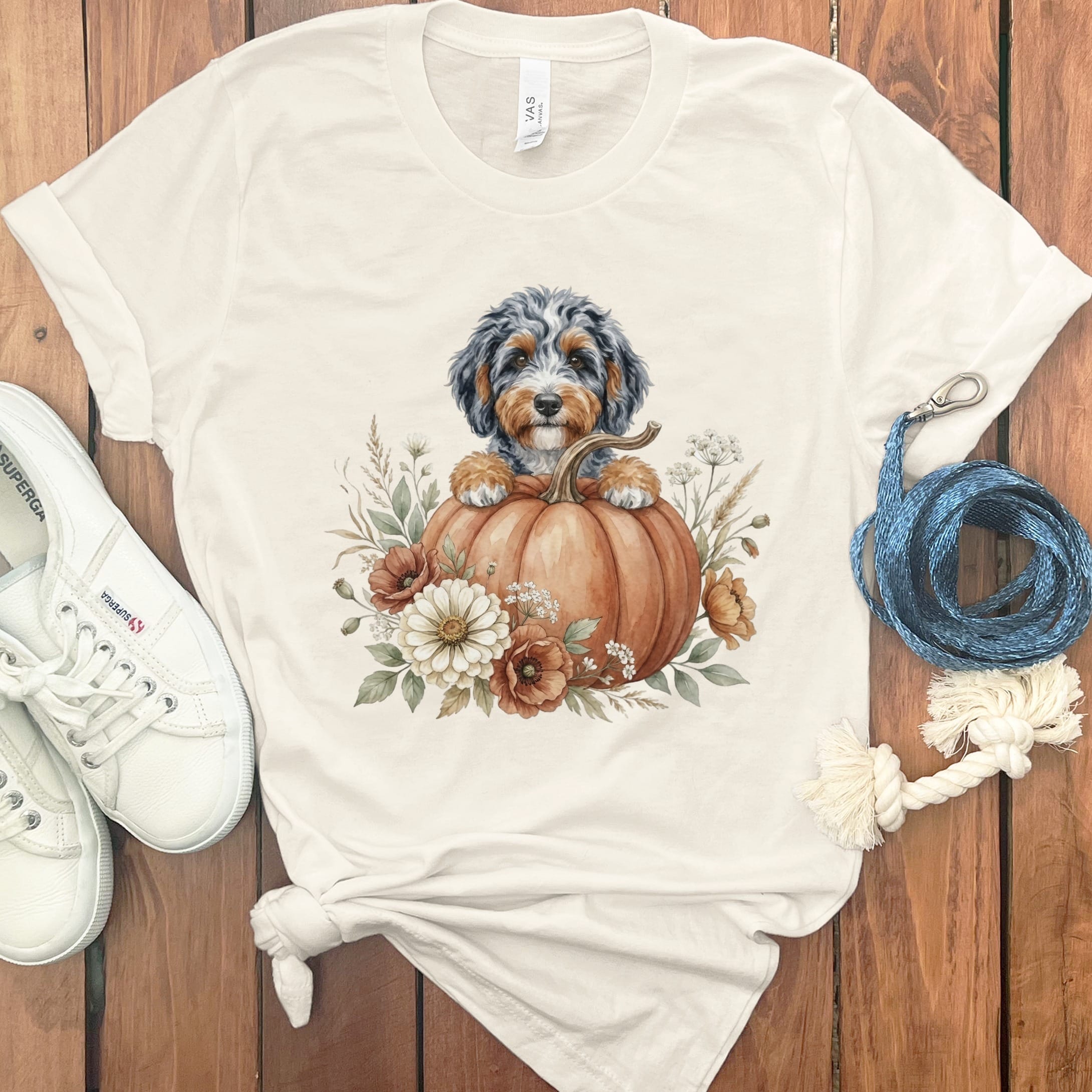 Aussiedoodle Fall T-Shirt in Natural / S by Puppy Jo