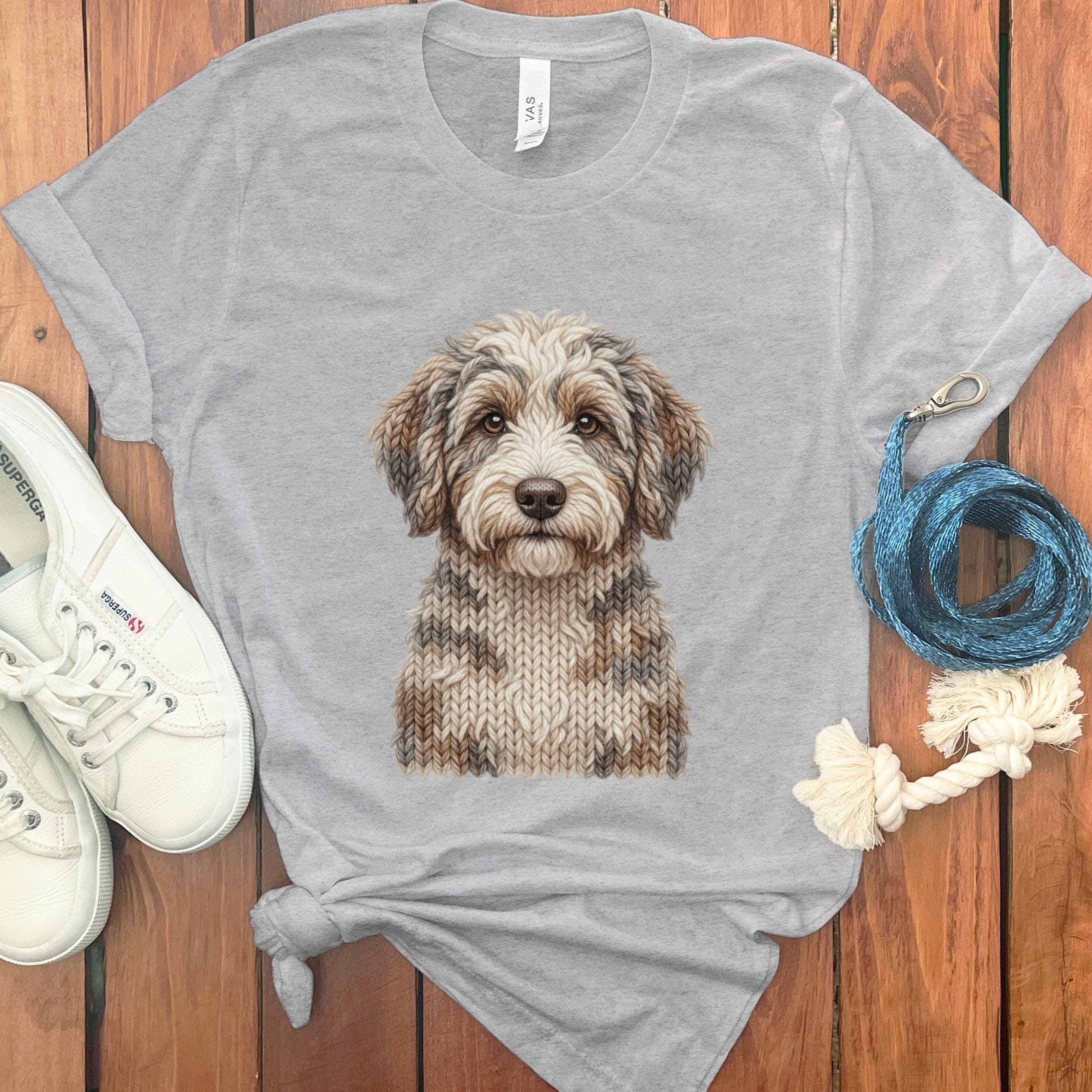 Aussiedoodle Faux Yarn Knit T-Shirt in Athletic Heather / S by Puppy Jo