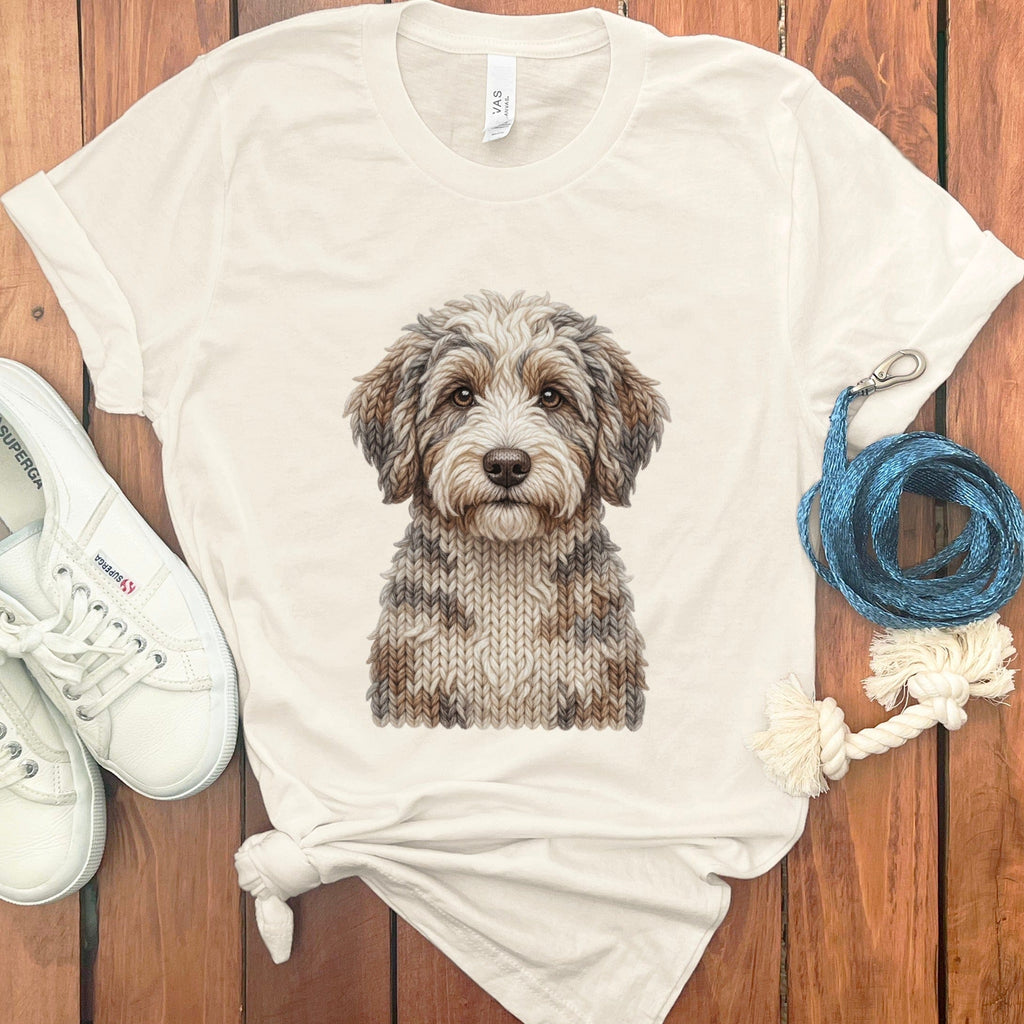 Aussiedoodle Faux Yarn Knit T-Shirt in Natural / S by Puppy Jo