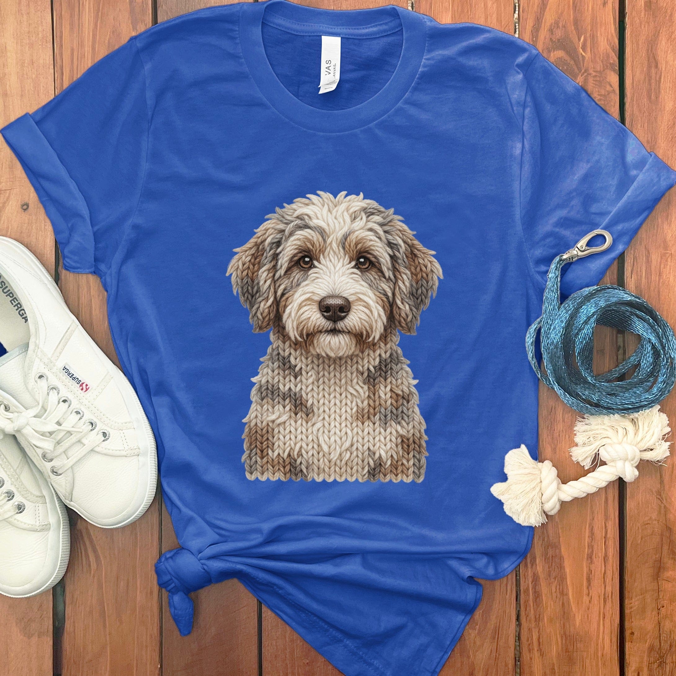 Aussiedoodle Faux Yarn Knit T-Shirt in True Royal / S by Puppy Jo