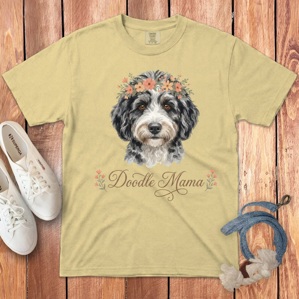 Aussiedoodle Floral Crown Signature T-Shirt in Butter / S by Puppy Jo