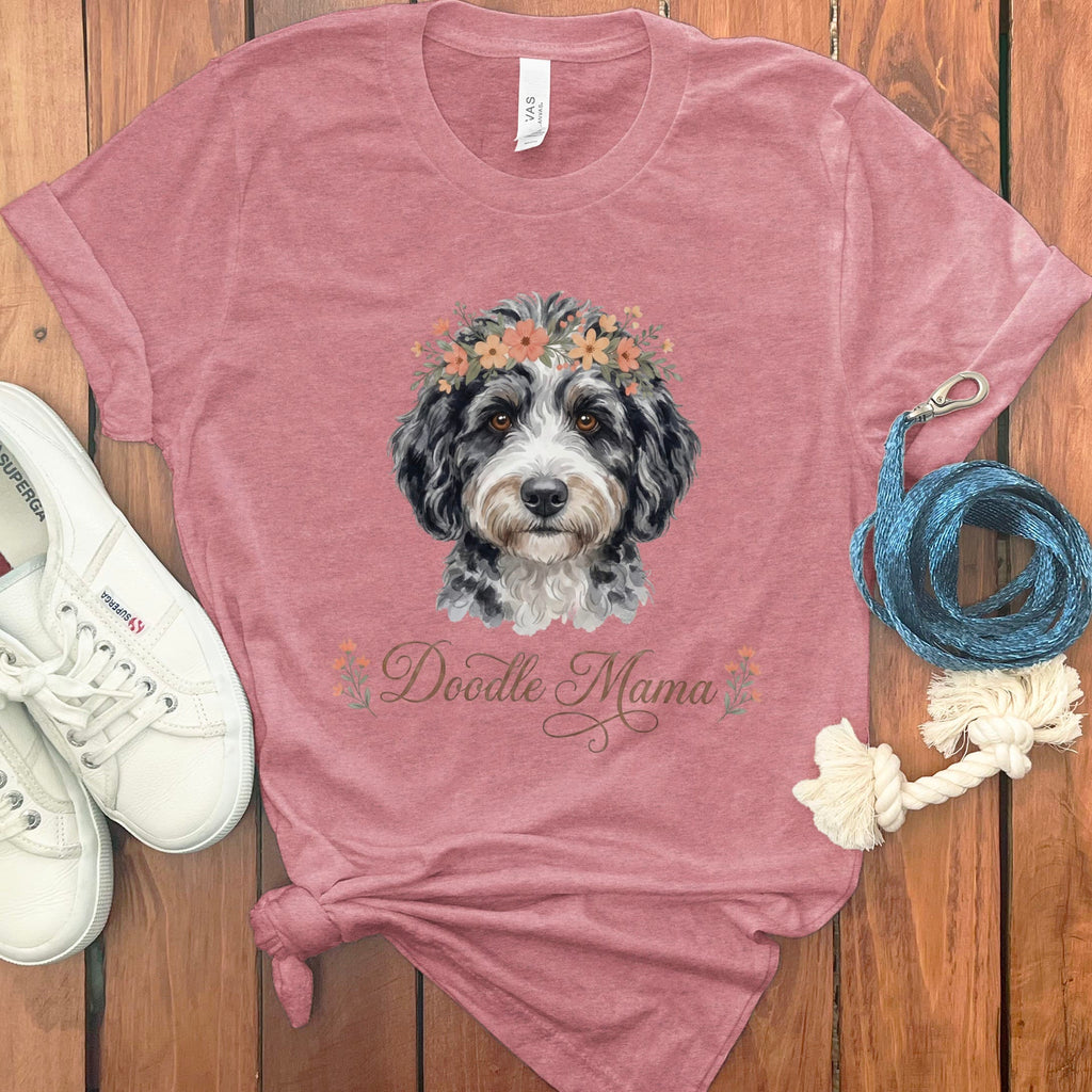 Aussiedoodle Floral Crown T-Shirt in Heather Mauve / S by Puppy Jo