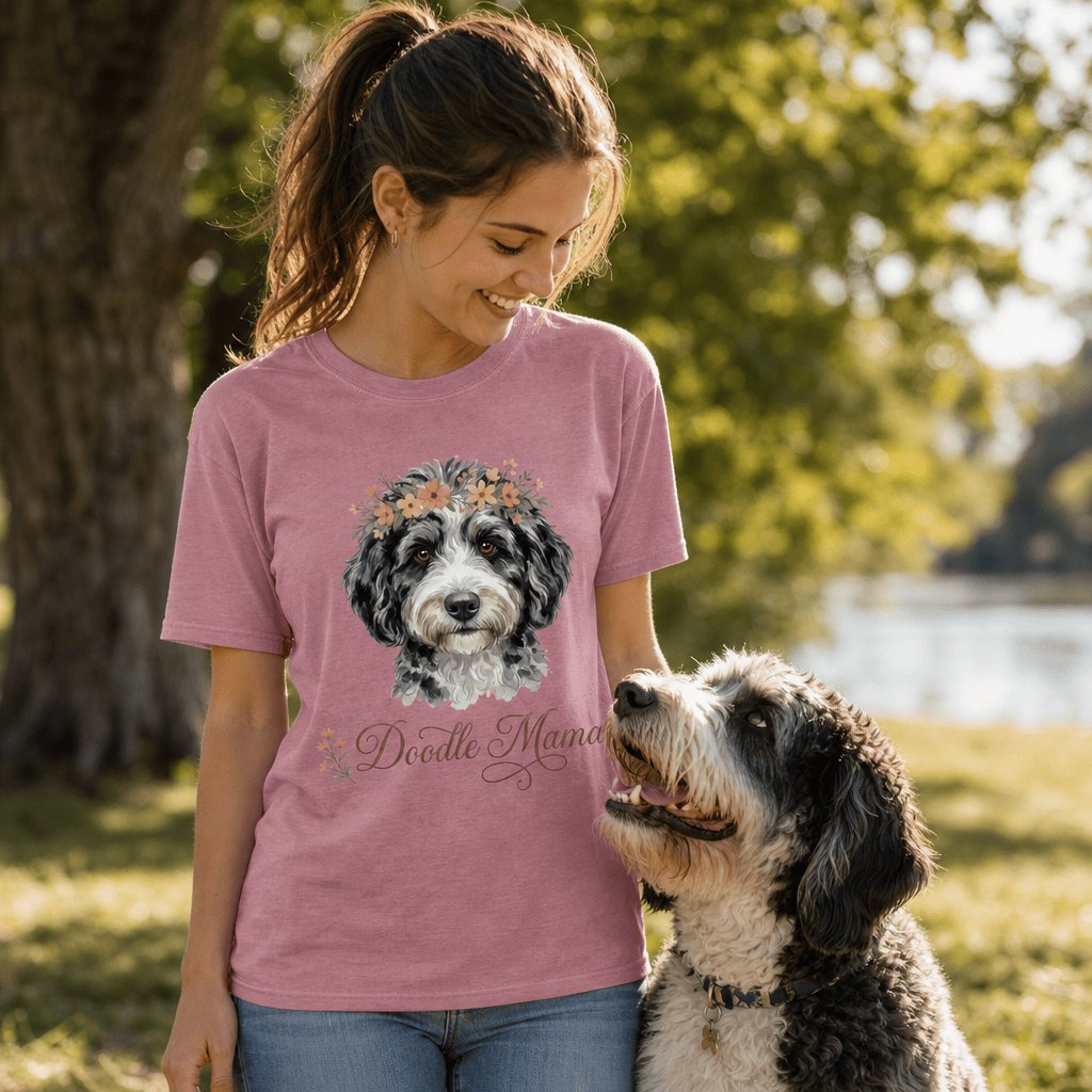 Aussiedoodle Floral Crown T-Shirt in by Puppy Jo