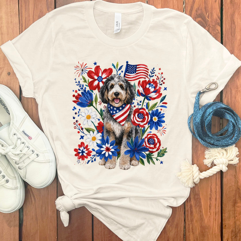 Aussiedoodle Floral Spirit T-Shirt in Natural / S by Puppy Jo
