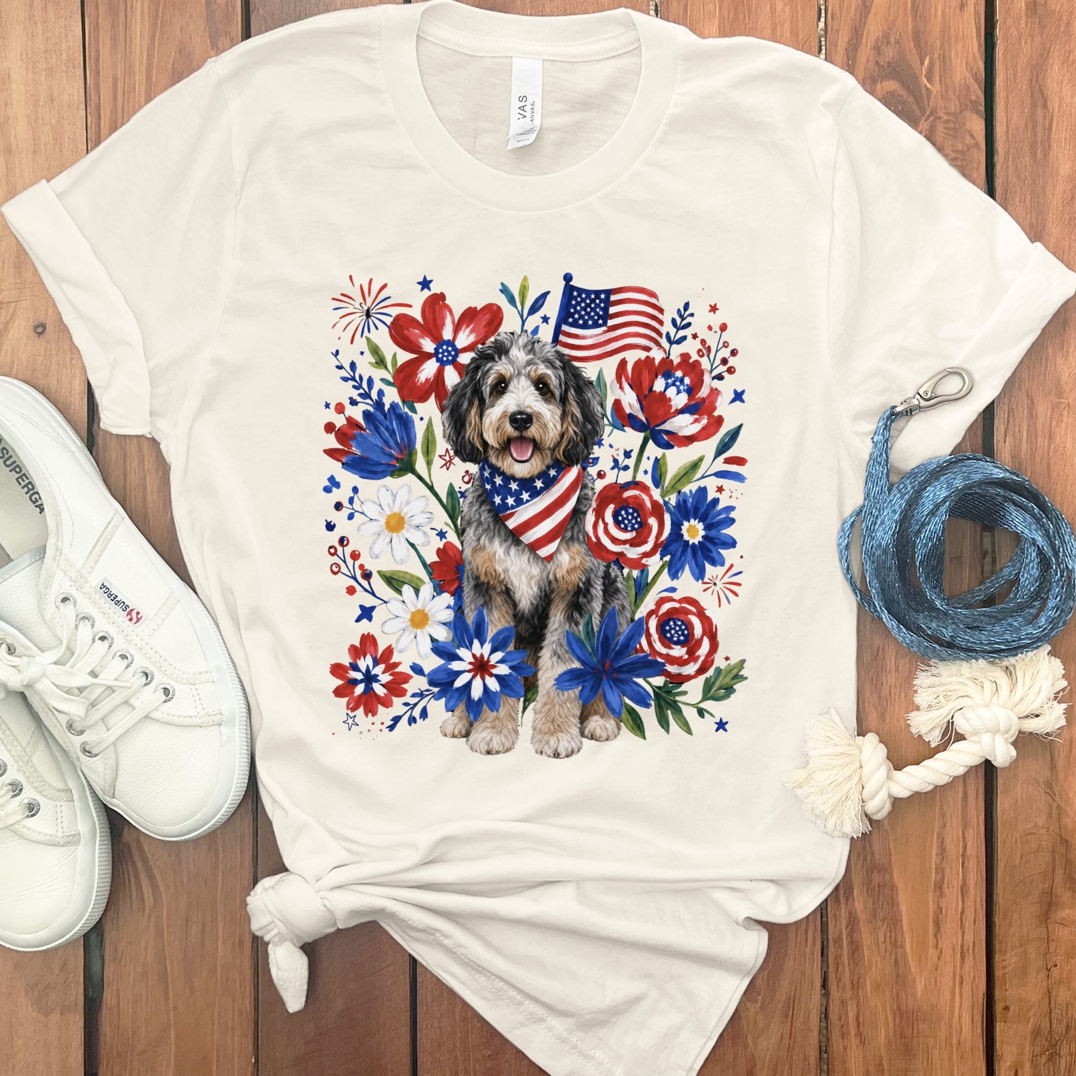 Aussiedoodle Floral Spirit T-Shirt in Natural / S by Puppy Jo