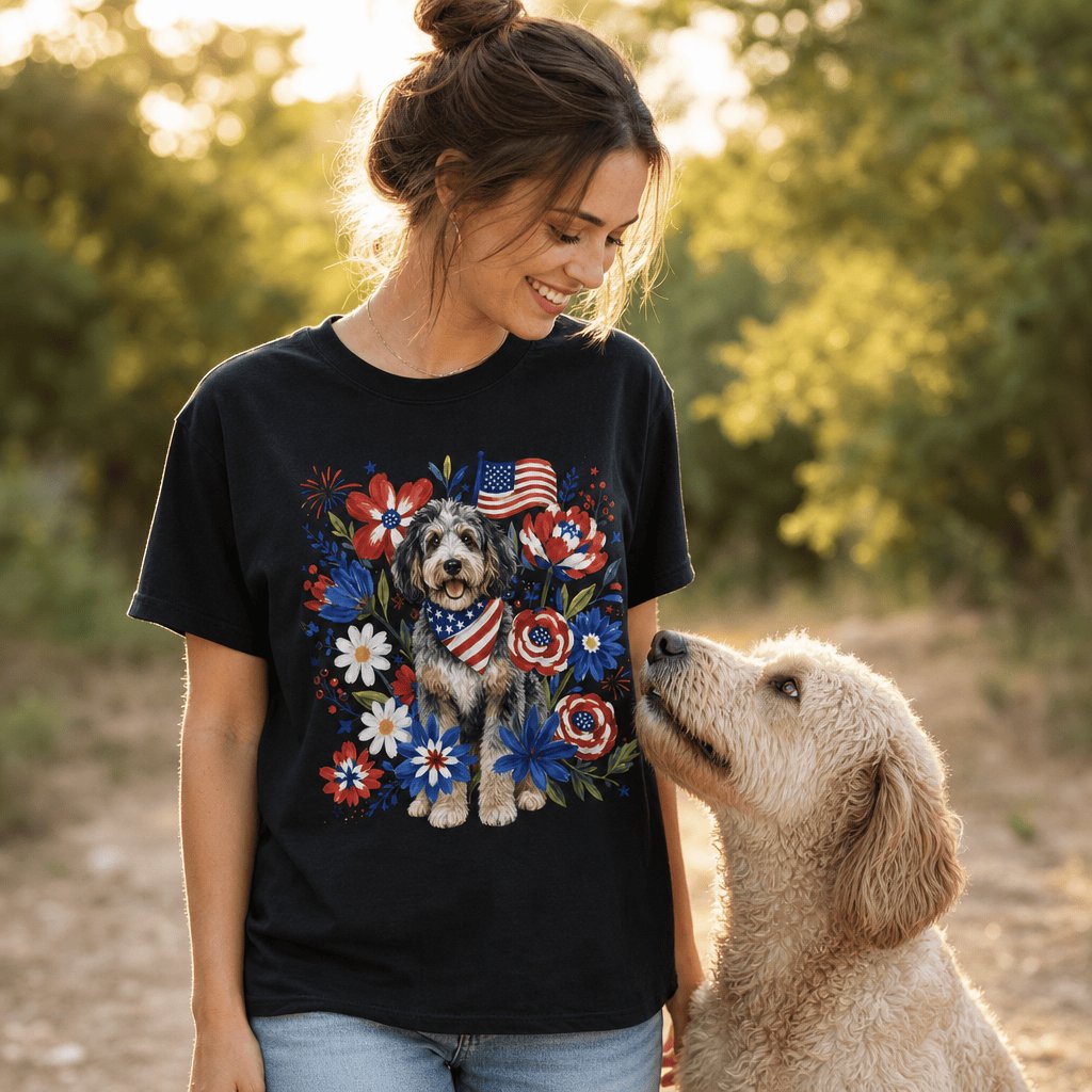 Aussiedoodle Floral Spirit T-Shirt in by Puppy Jo