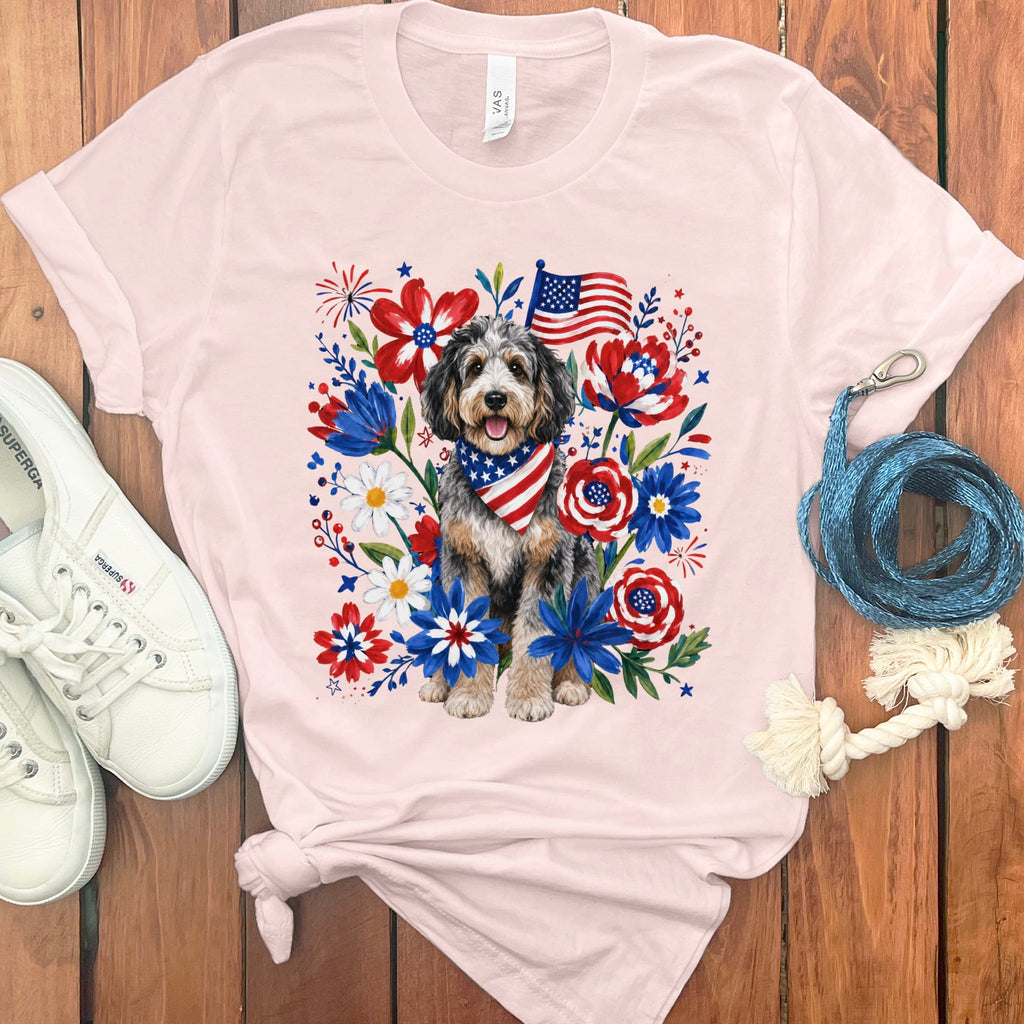 Aussiedoodle Floral Spirit T-Shirt in Soft Pink / S by Puppy Jo