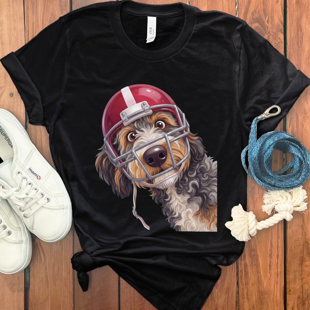 Aussiedoodle Football Helmet T-Shirt in Black / S by Puppy Jo