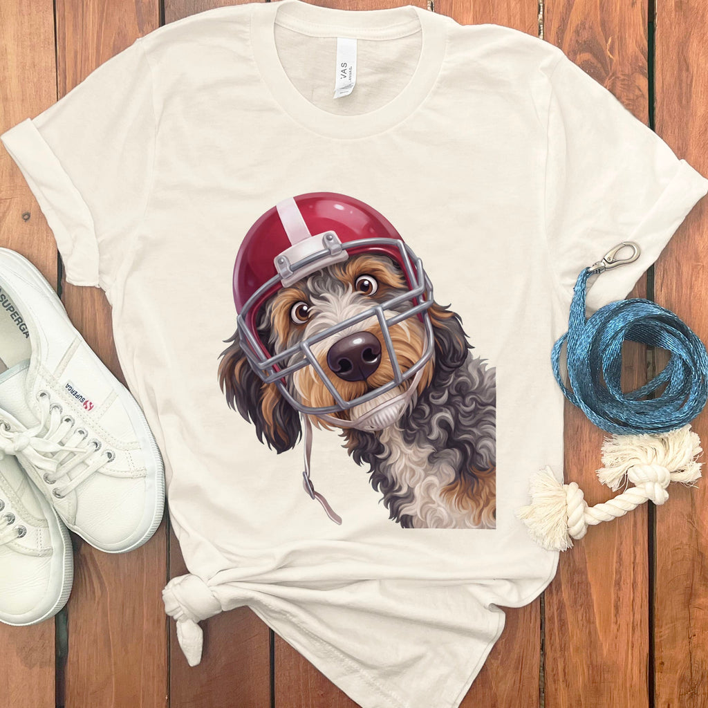 Aussiedoodle Football Helmet T-Shirt in Natural / S by Puppy Jo