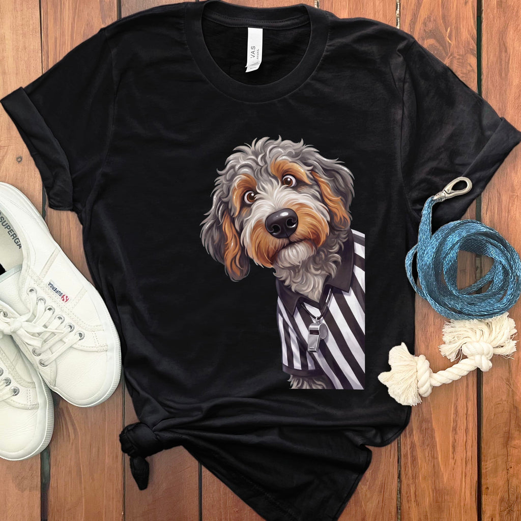 Aussiedoodle Football Referee T-Shirt in Black / S by Puppy Jo