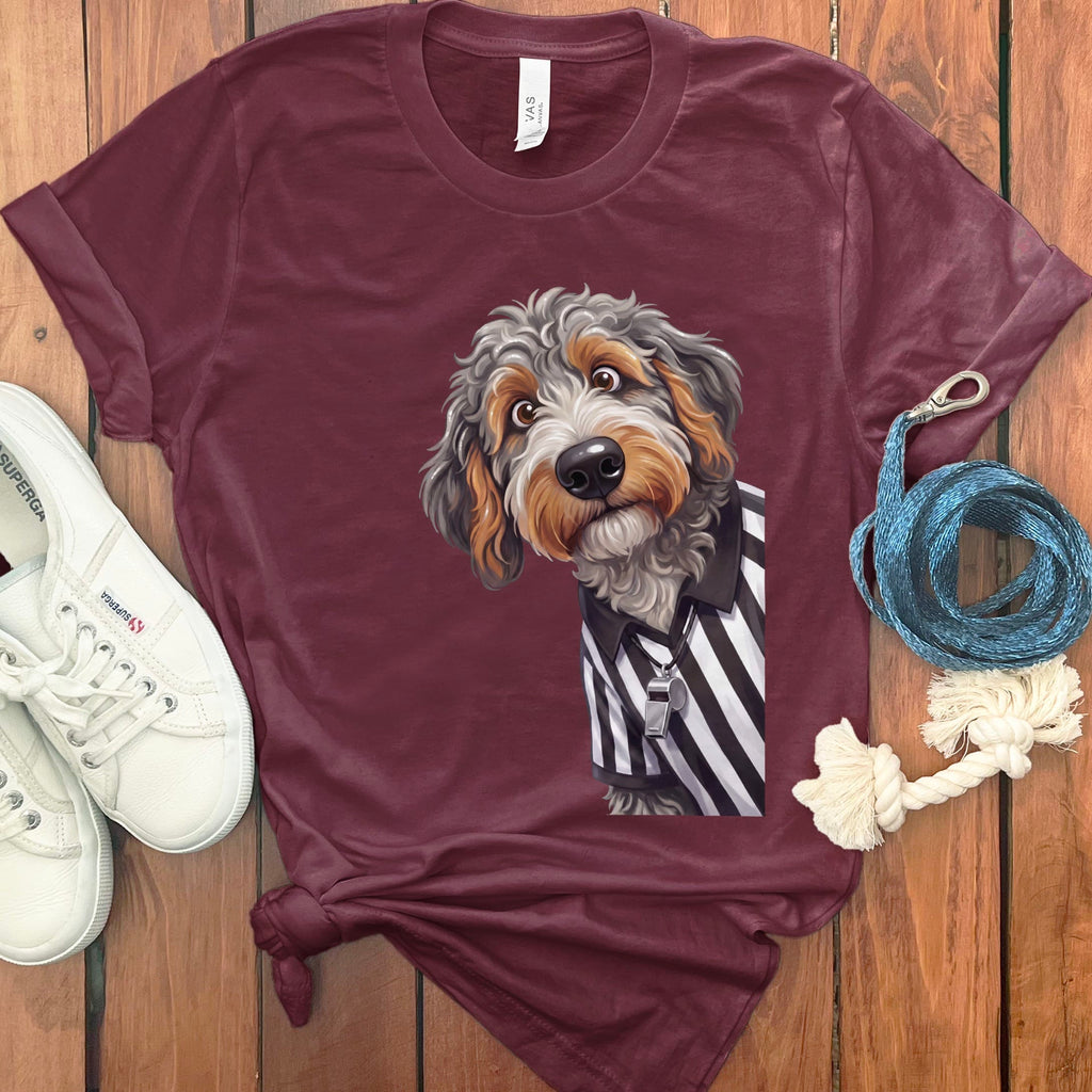 Aussiedoodle Football Referee T-Shirt in Maroon / S by Puppy Jo