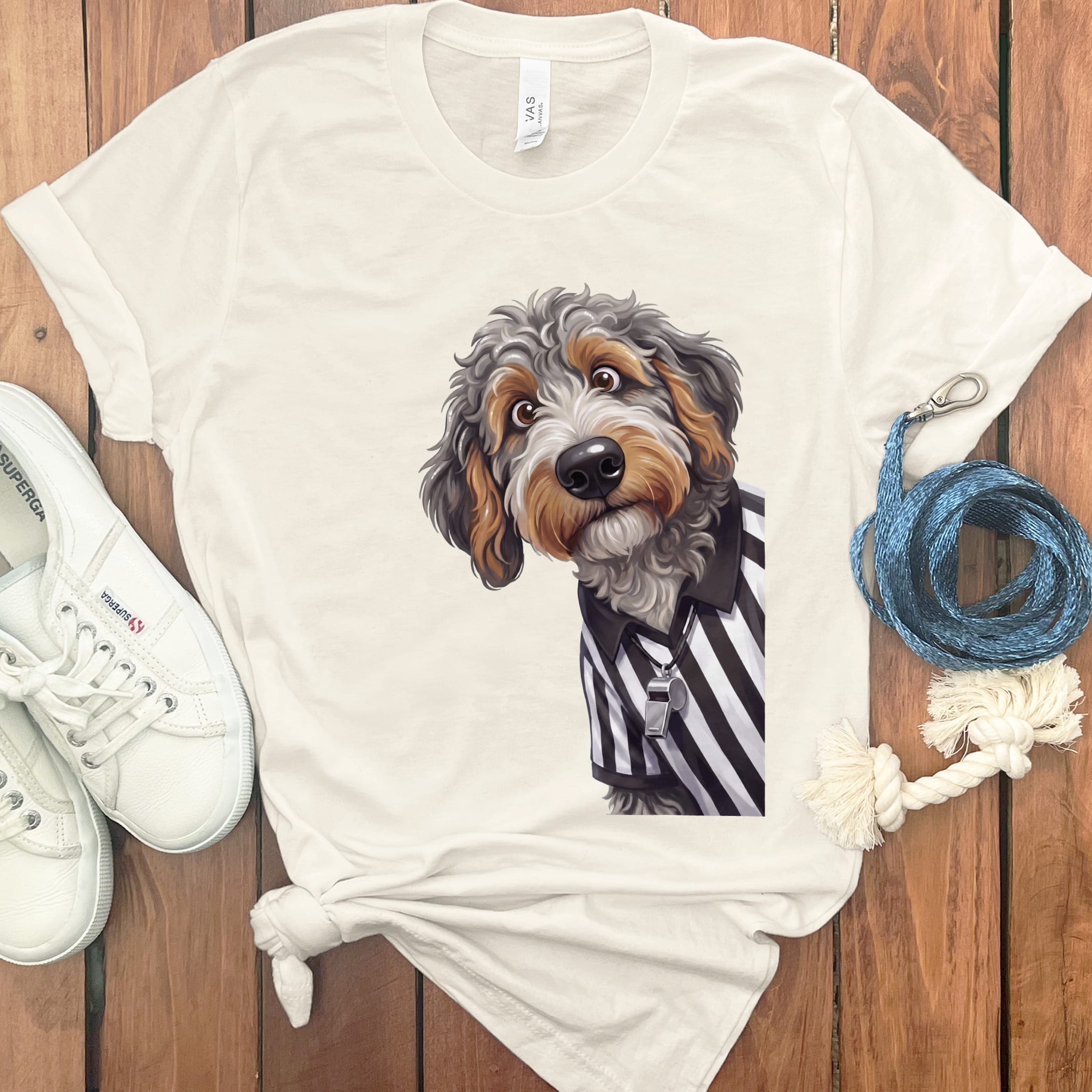 Aussiedoodle Football Referee T-Shirt in Natural / S by Puppy Jo