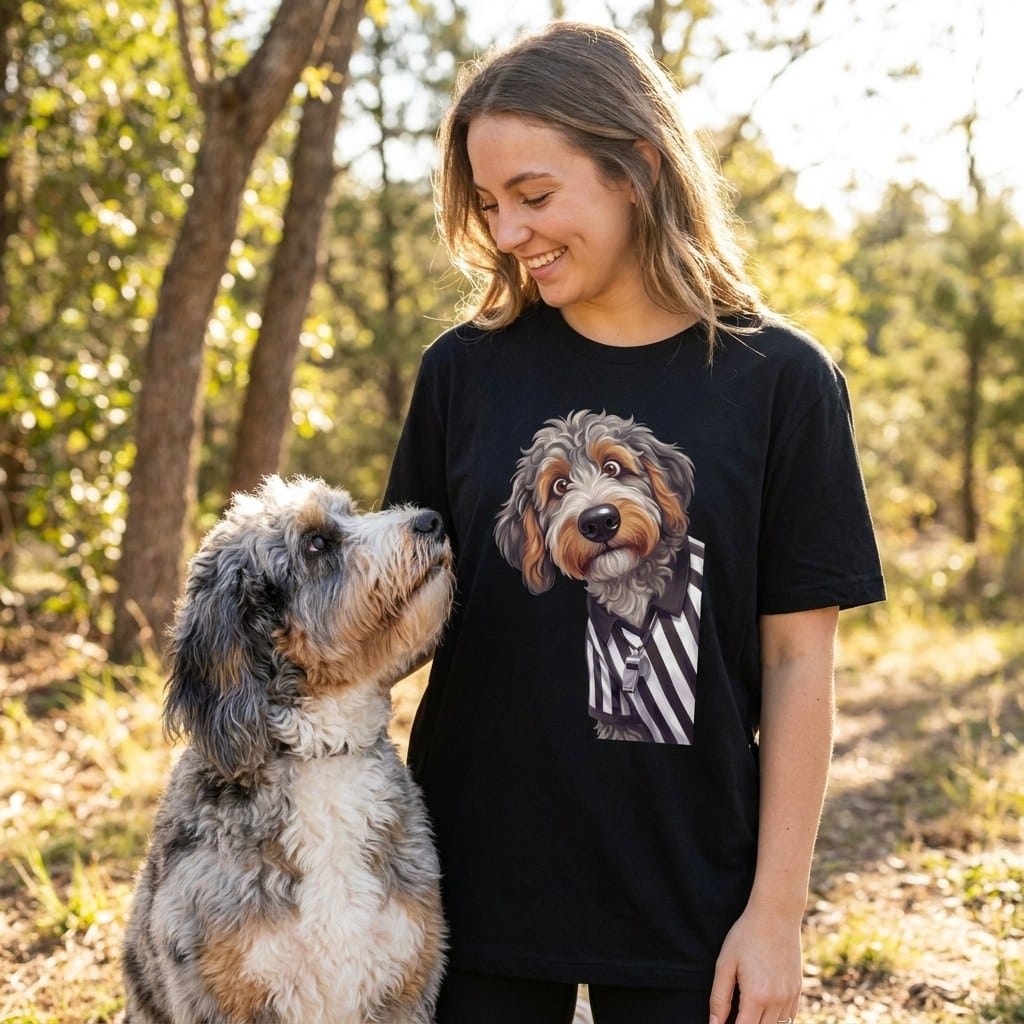 Aussiedoodle Football Referee T-Shirt in by Puppy Jo