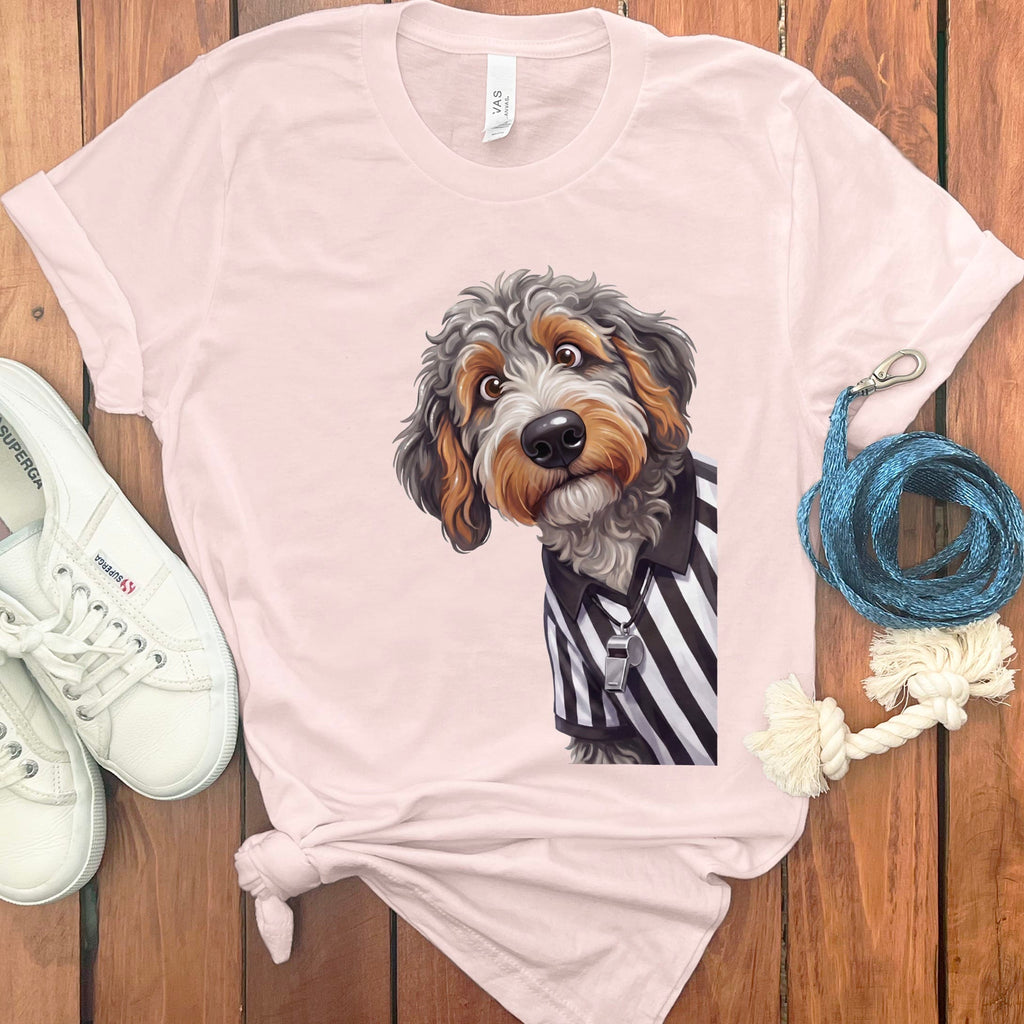 Aussiedoodle Football Referee T-Shirt in Soft Pink / S by Puppy Jo