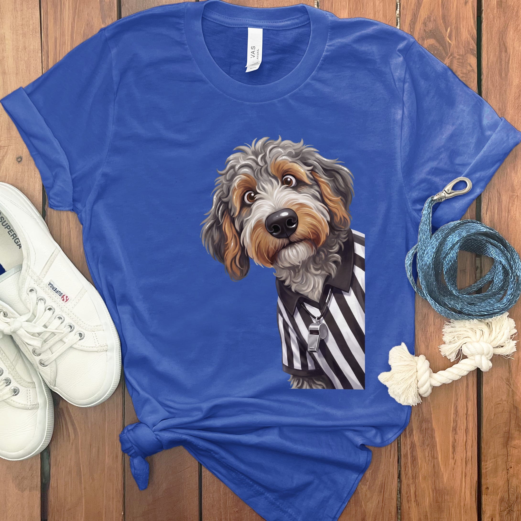 Aussiedoodle Football Referee T-Shirt in True Royal / S by Puppy Jo