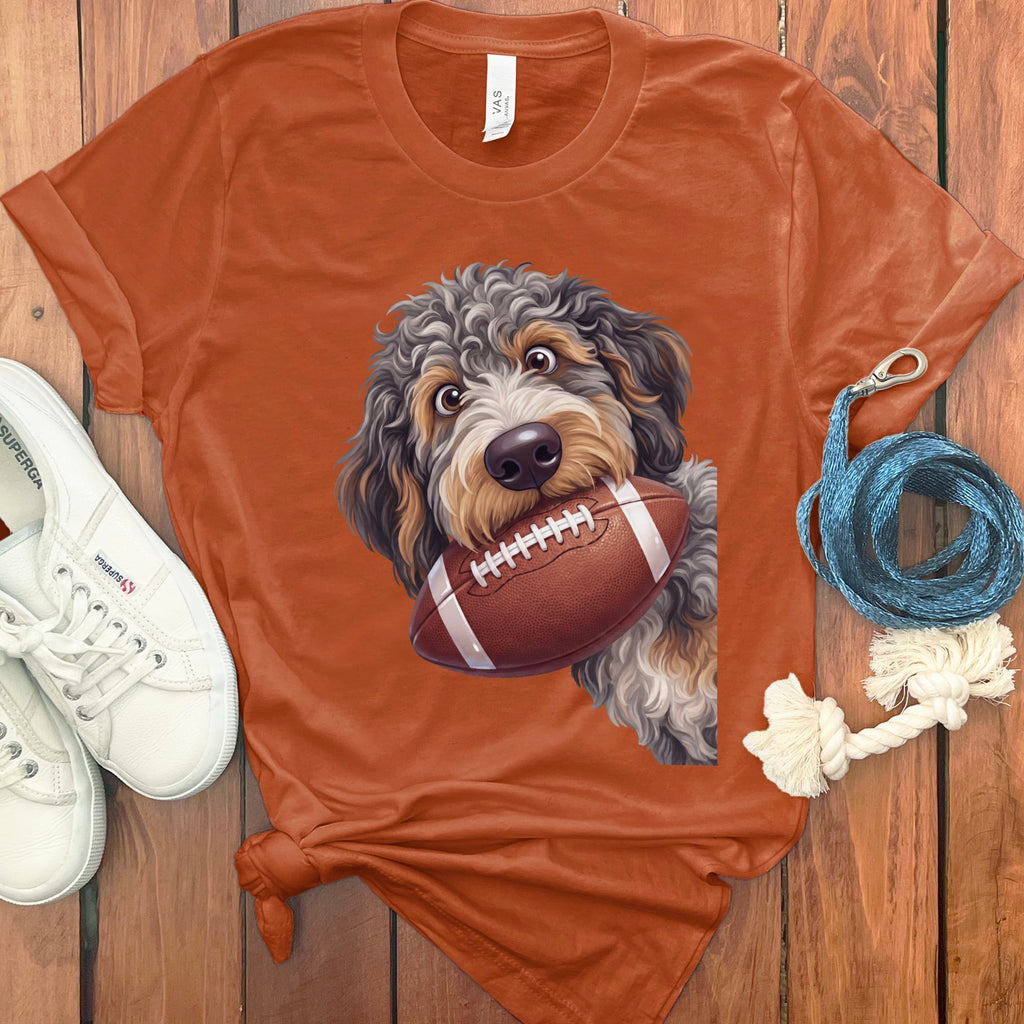Aussiedoodle Football T-Shirt in S / Autumn by Puppy Jo