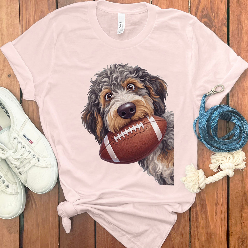 Aussiedoodle Football T-Shirt in S / Soft Pink by Puppy Jo