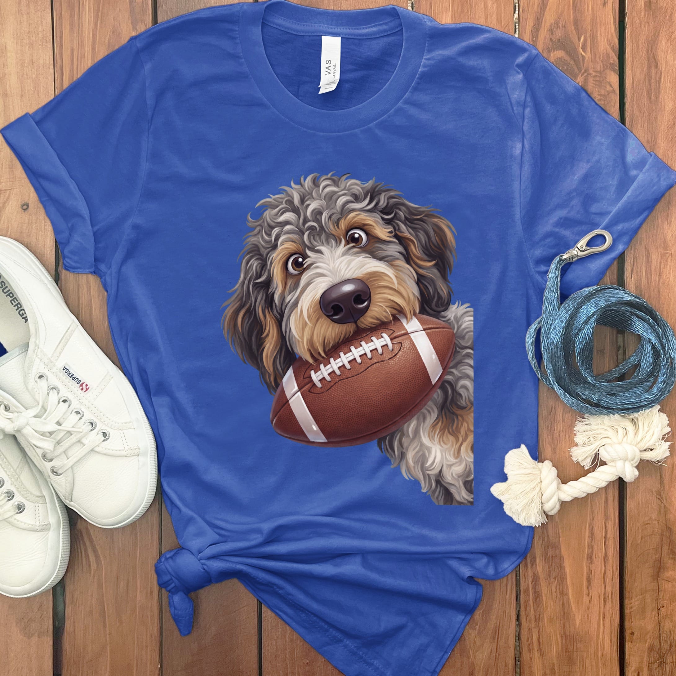 Aussiedoodle Football T-Shirt in S / True Royal by Puppy Jo