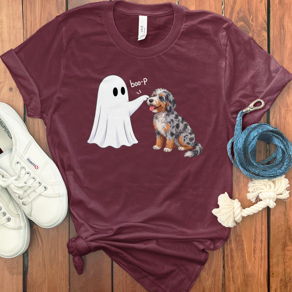 Aussiedoodle Ghost Boop T-Shirt in Maroon / S by Puppy Jo
