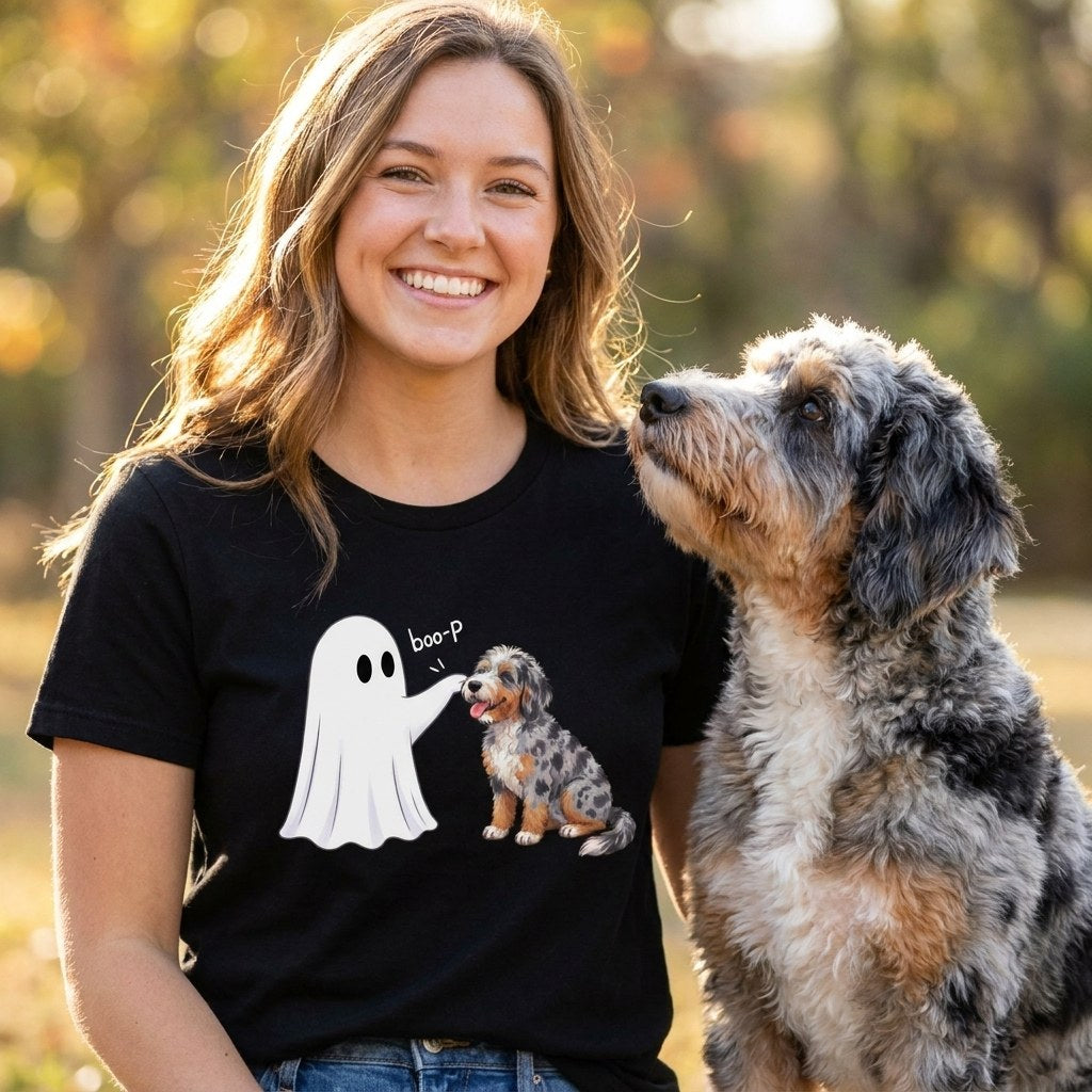 Aussiedoodle Ghost Boop T-Shirt in by Puppy Jo