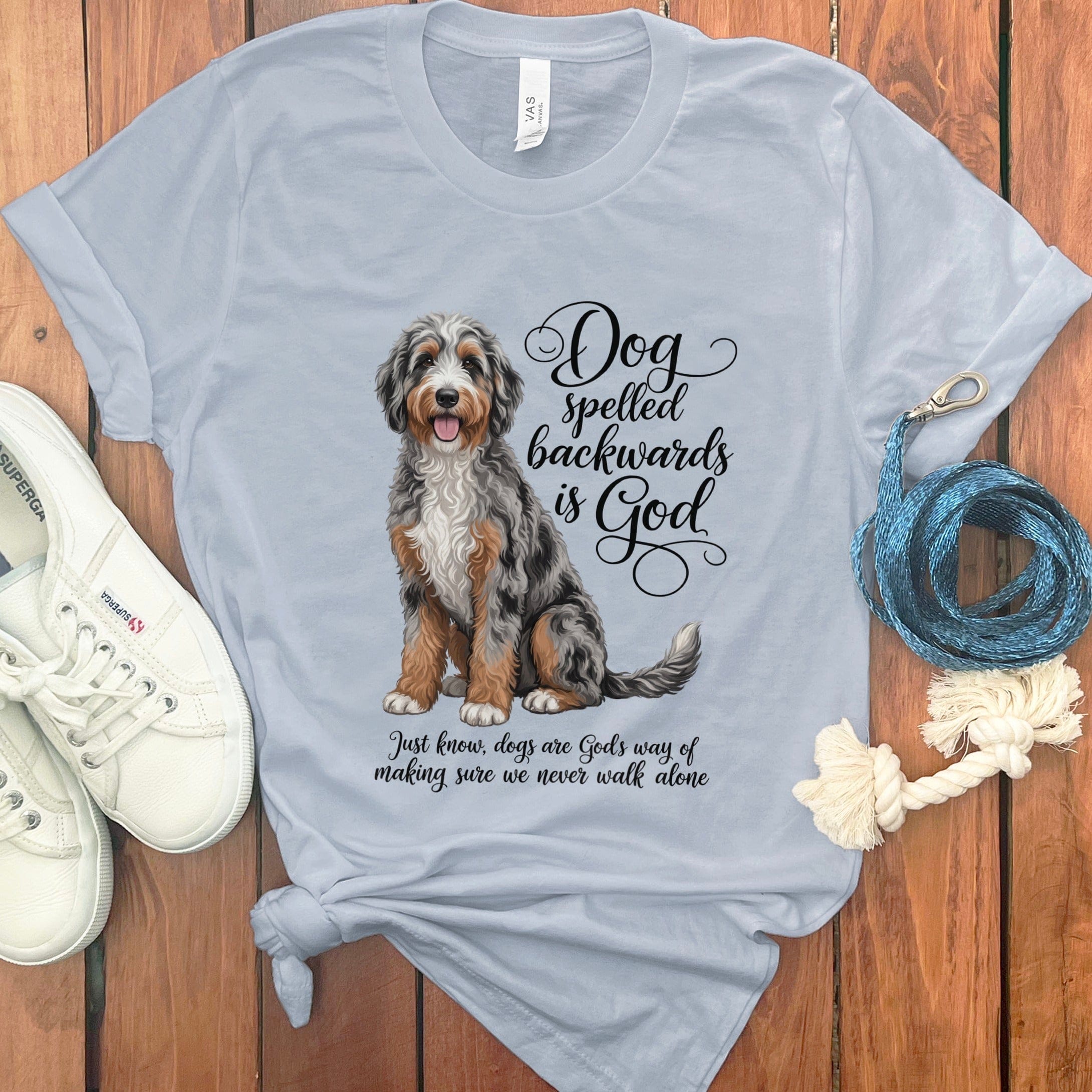 Aussiedoodle God T-Shirt in Light Blue / S by Puppy Jo