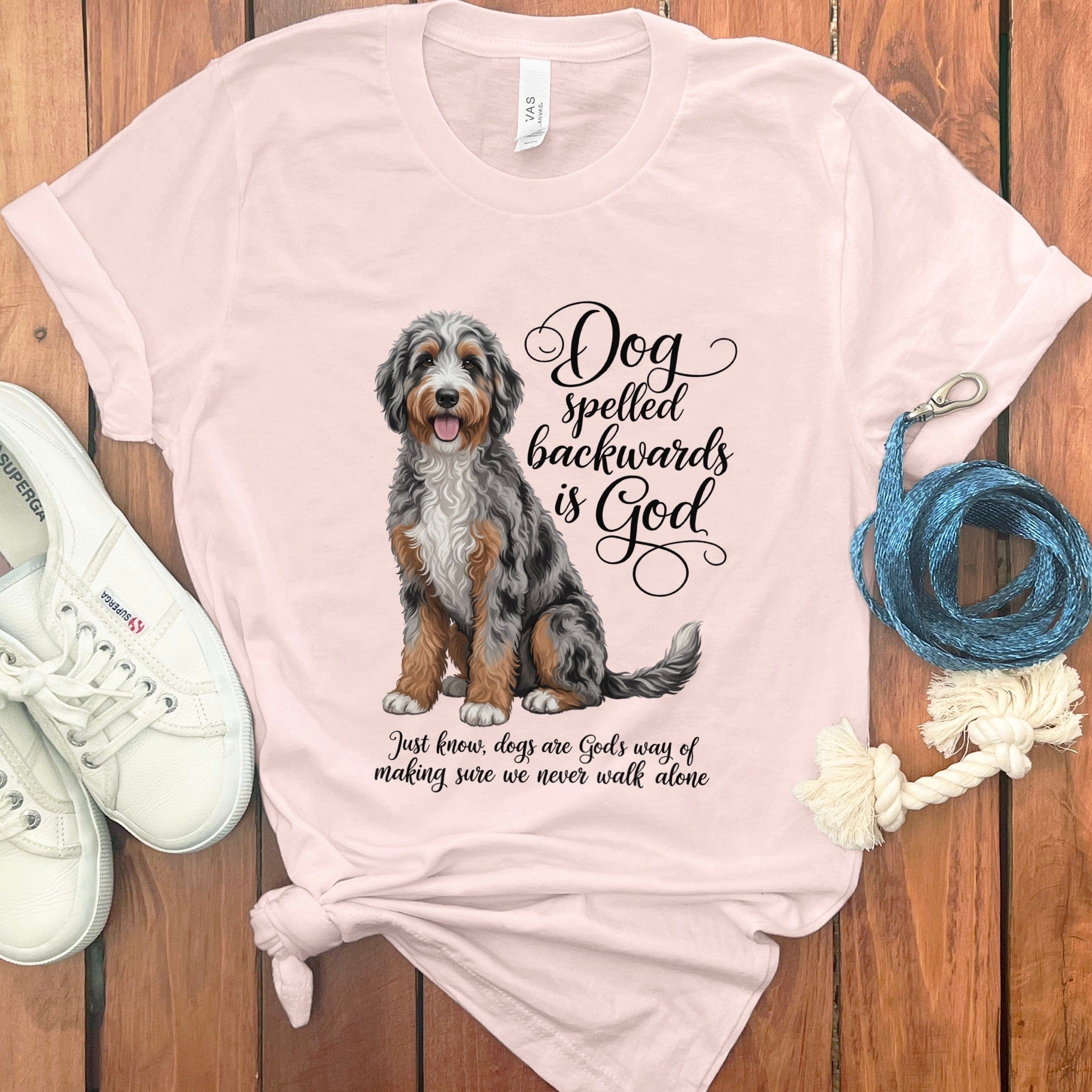 Aussiedoodle God T-Shirt in Soft Pink / S by Puppy Jo
